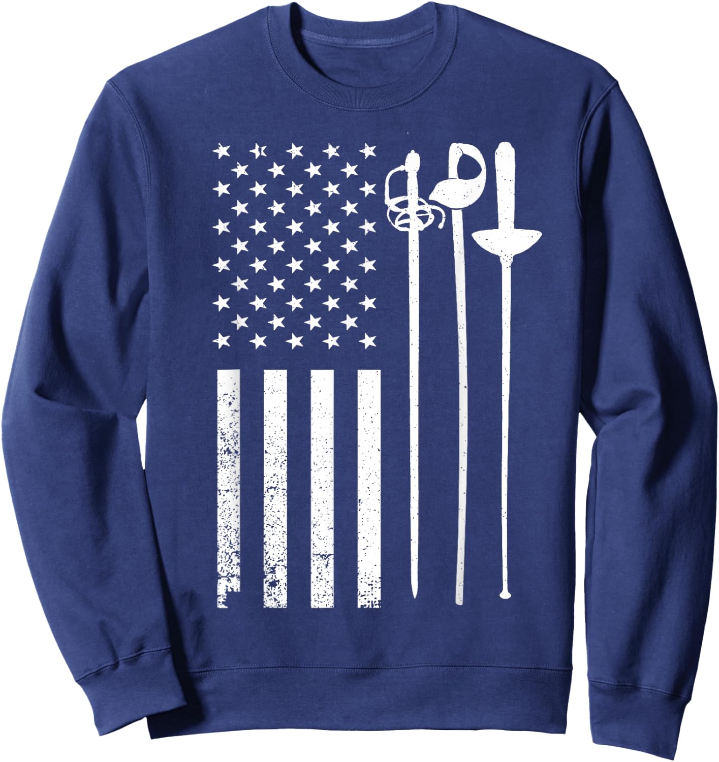 Cool Fencing Art Women American Flag Fencing Coach Sweatshirt - Sweatshirt | Navy