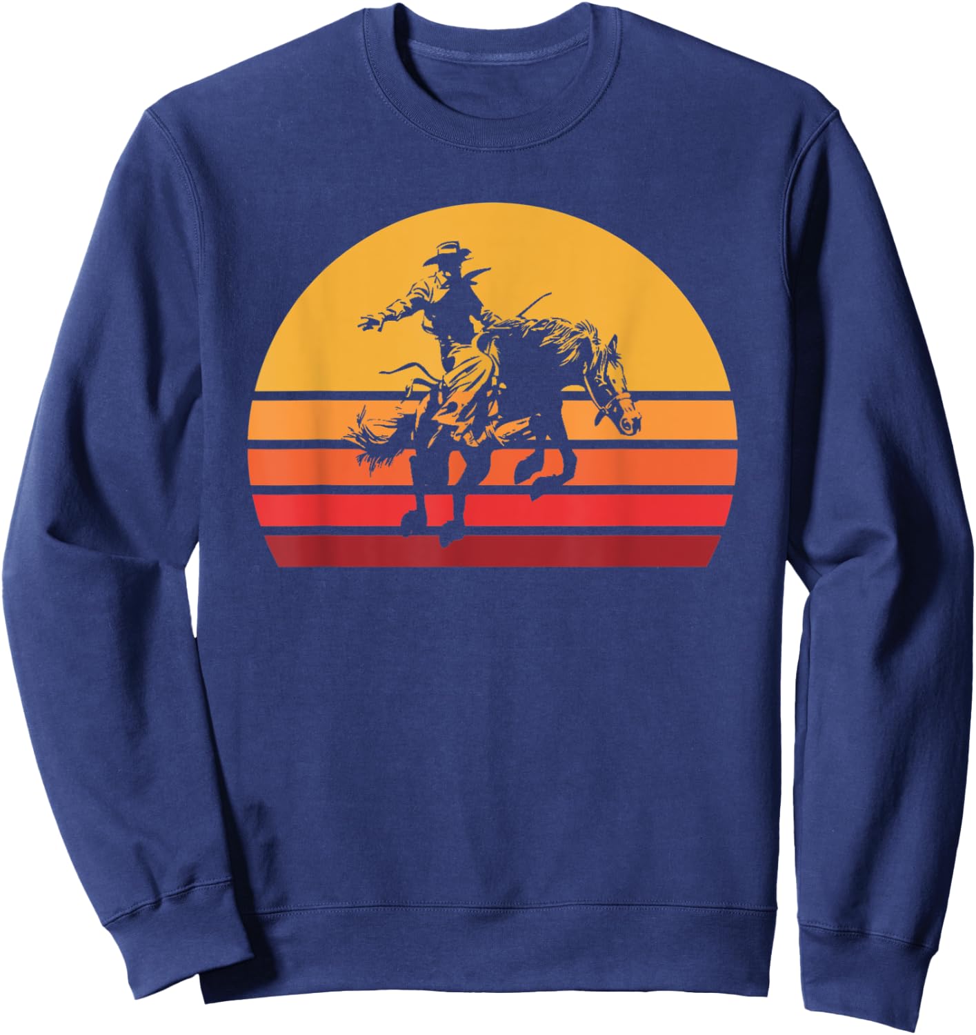 Retro Bronc Riding Vintage Bucking Horse Sporting Sweatshirt - Sweatshirt | Navy