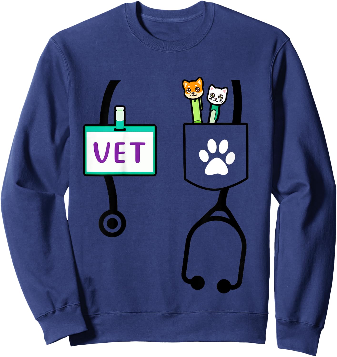 Kids Veterinarian Costume Gift Boys Girls Kids Animal Doctor Vet Sweatshirt - Sweatshirt | Navy