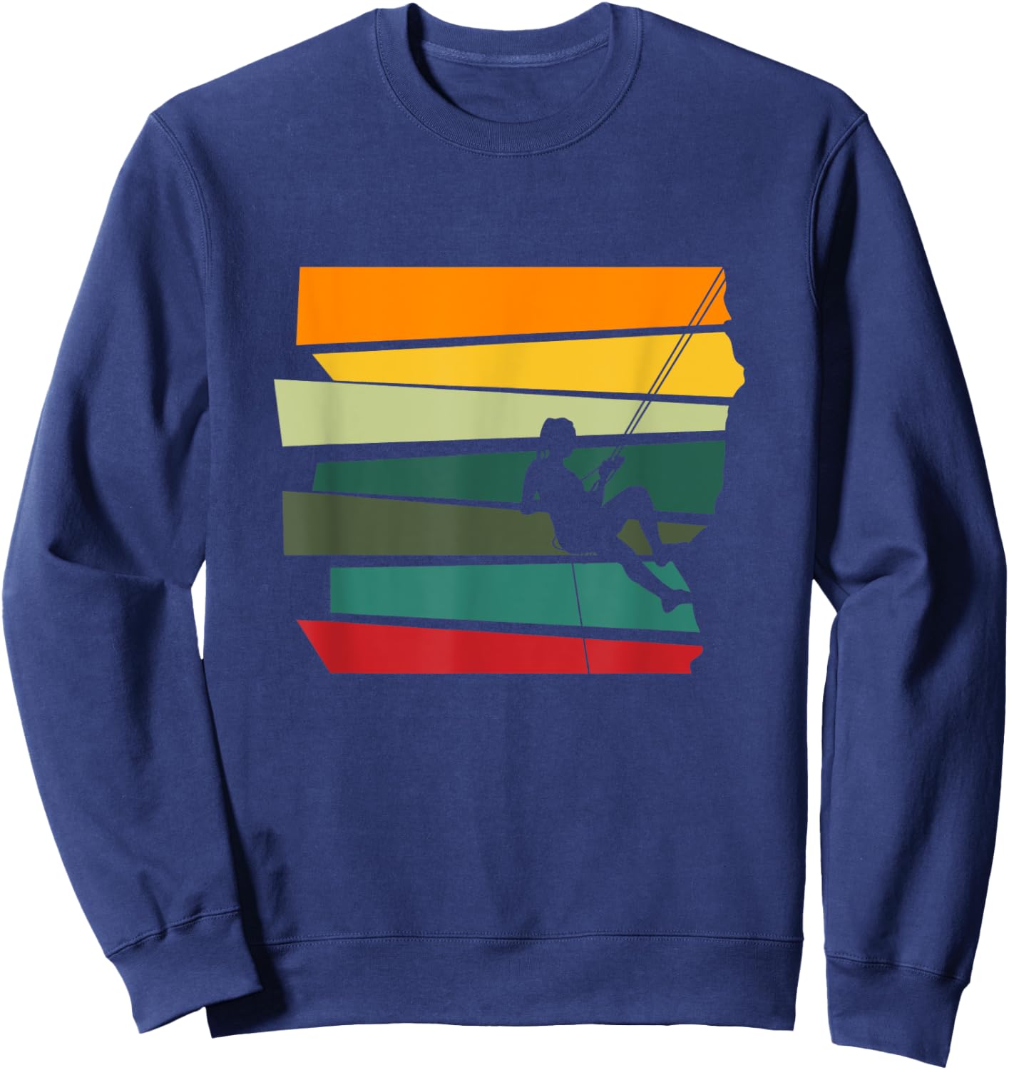 Vintage Rock Climbing Retro Climber Silhouette Sweatshirt - Sweatshirt | Navy