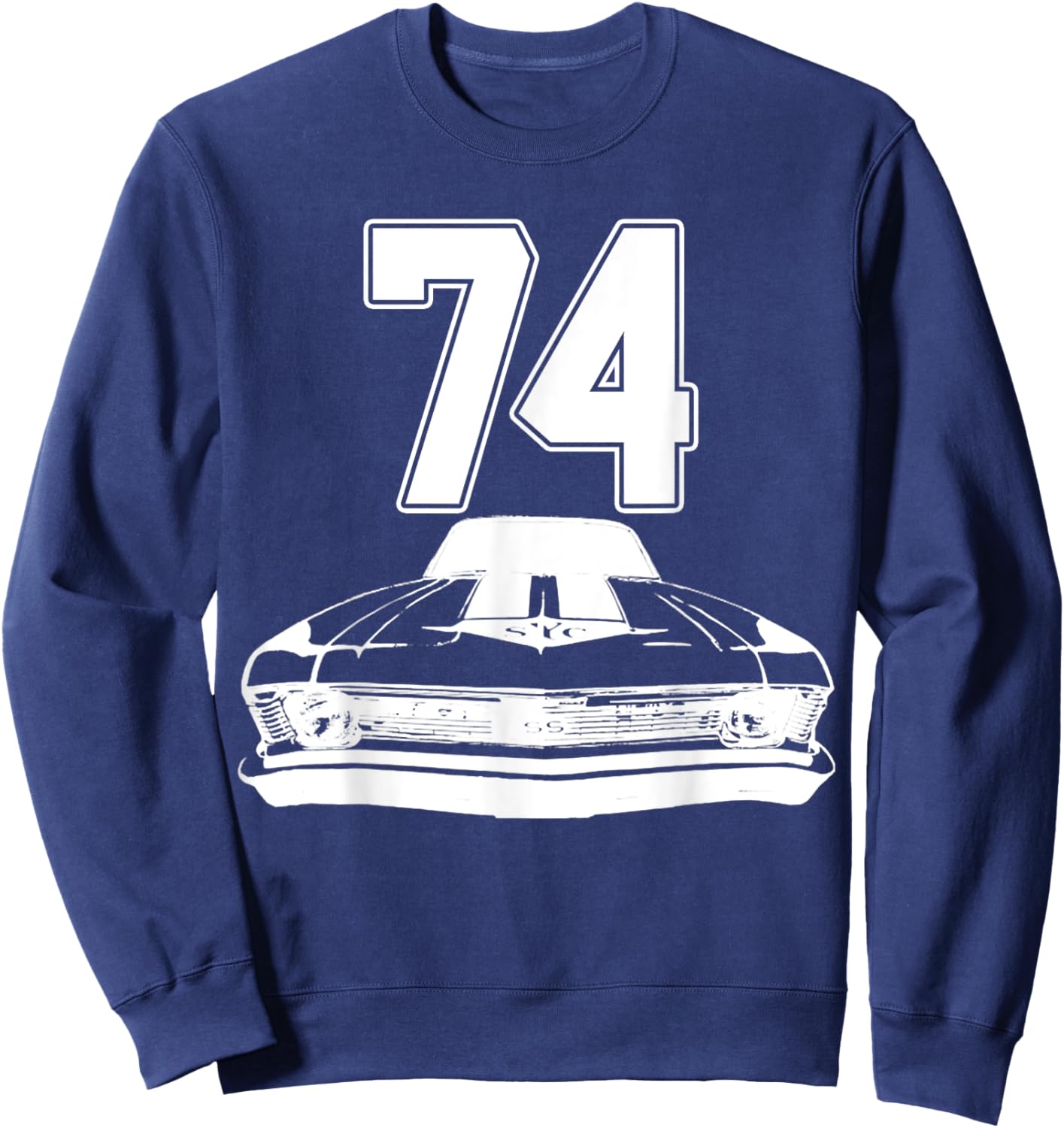 1974 74 Chevys Nova 2 Classic Car Old School Muscle Car Sweatshirt - Sweatshirt | Navy