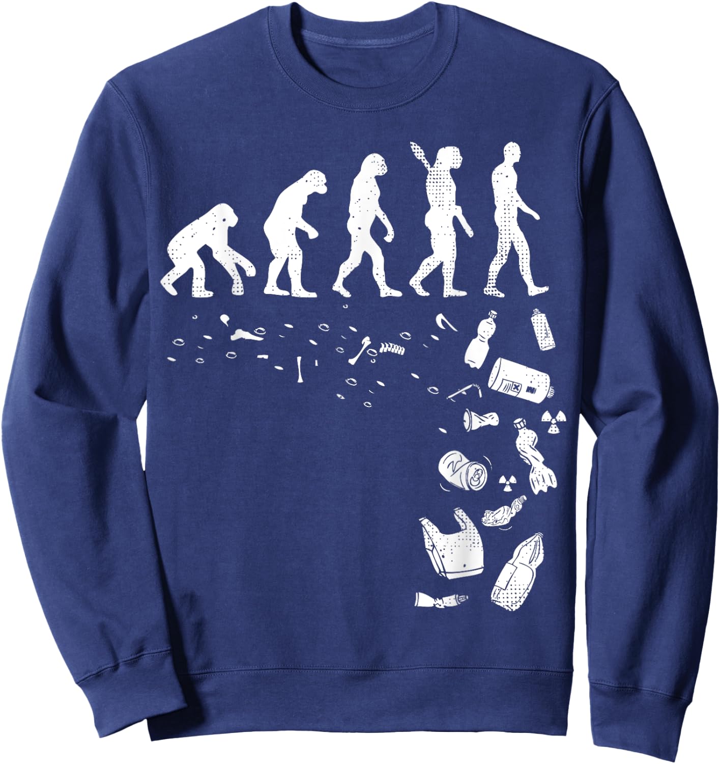 Human Evolution Pollution Cool Earth Day Lover Gift Sweatshirt - Sweatshirt | Navy