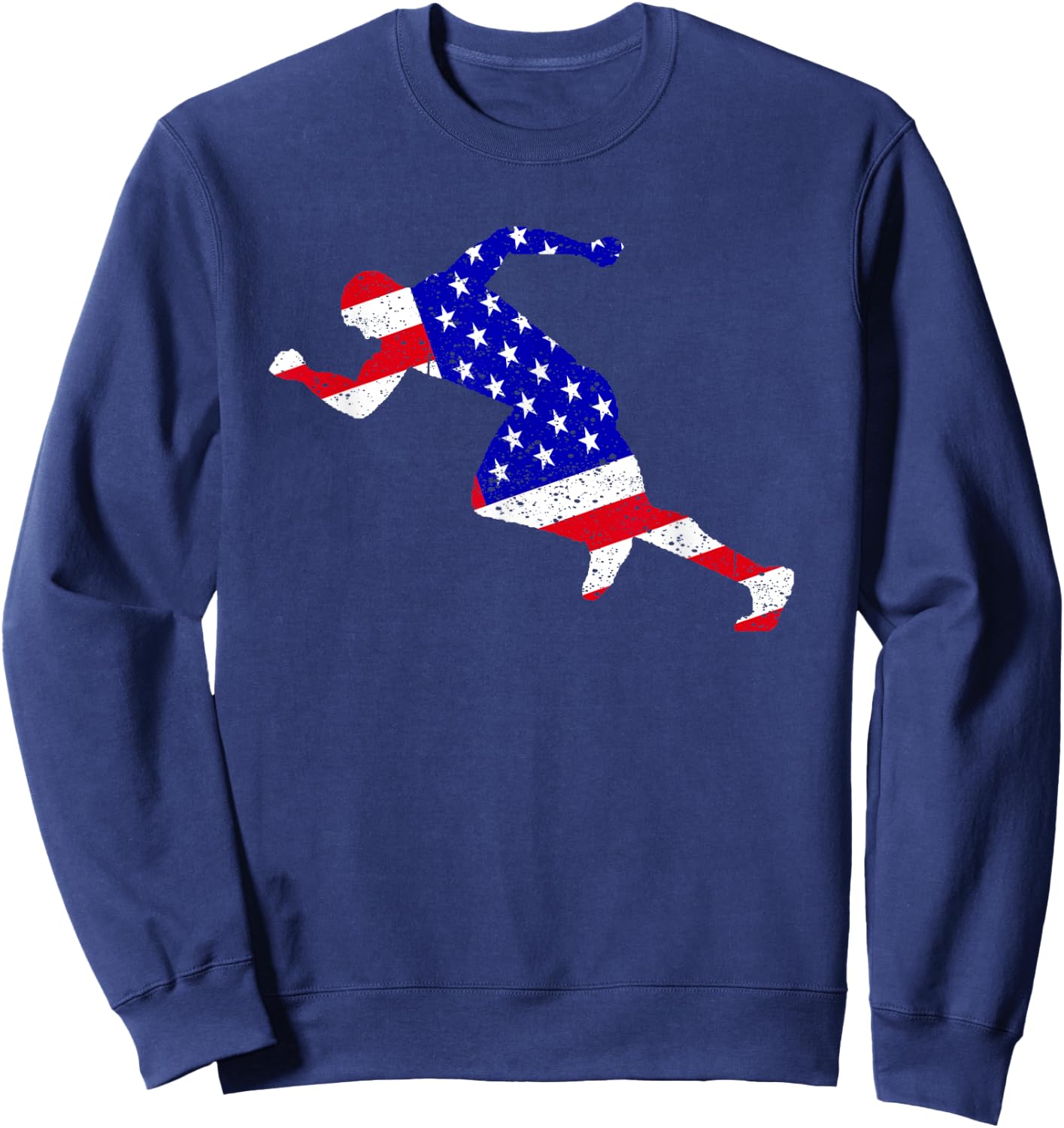 Best USA American Flag Track And Field Gift Team Men Women Sweatshirt - Sweatshirt | Navy