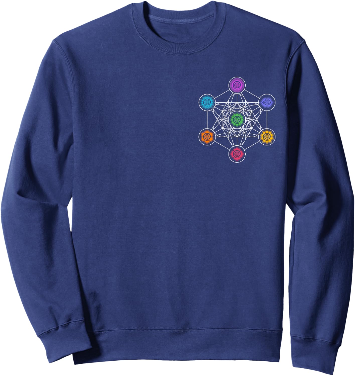 Metatronscube, sacred geometry, chakra, yoga, symbol, 4D Sweatshirt - Sweatshirt | Navy