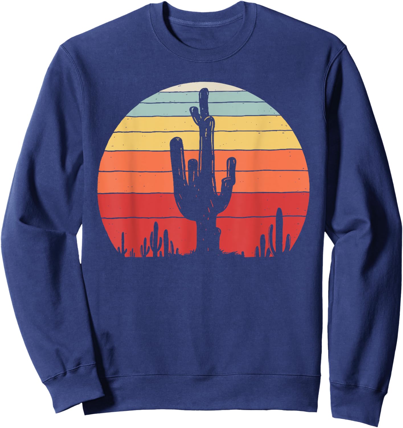Vintage Retro Saguaro Cactus Sunset Opuntia Cactaceae Sweatshirt - Sweatshirt | Navy