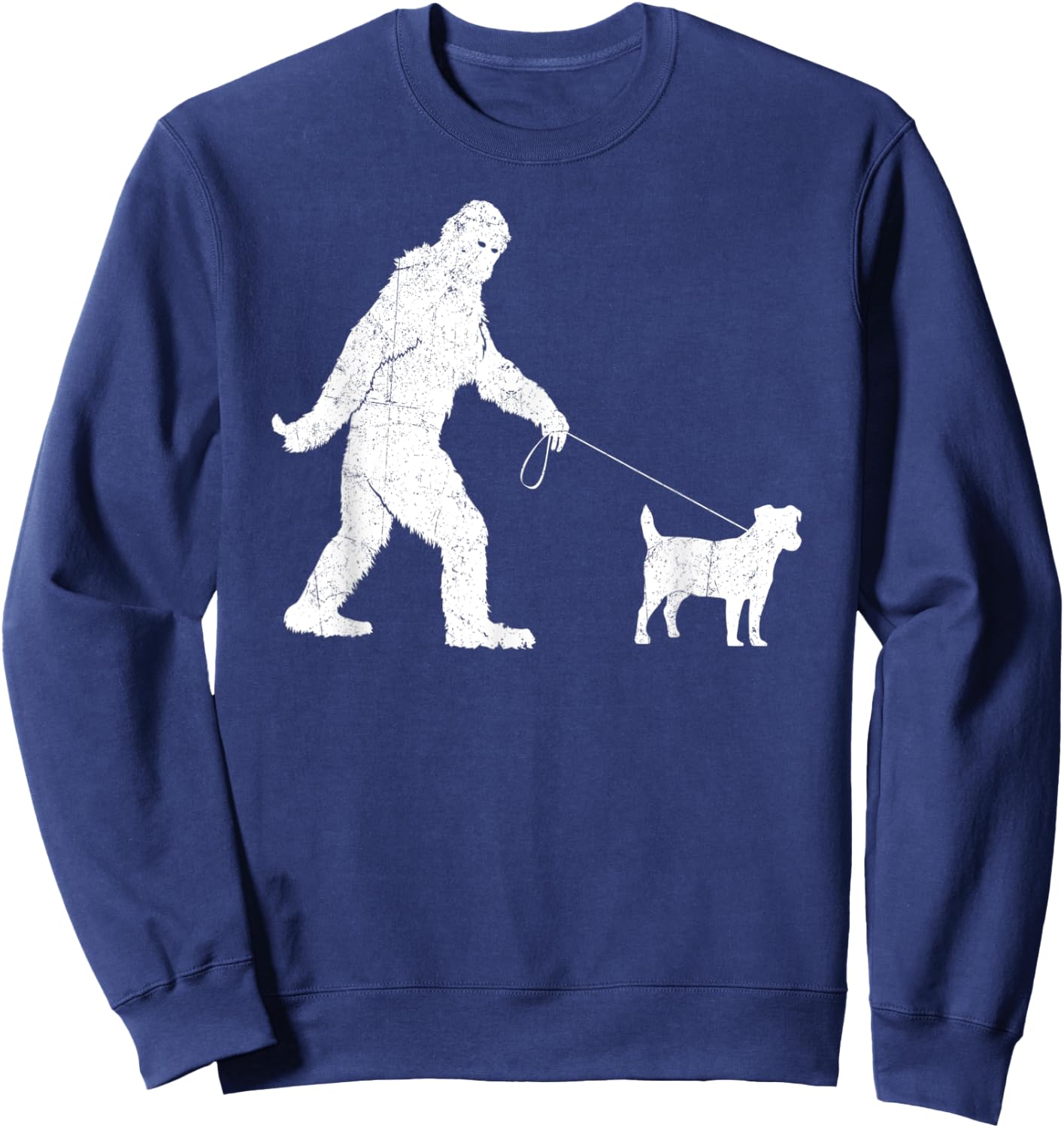 Funny Bigfoot Sasquatch Walking Jack Russell Dog Lovers Men Women Kids Sweatshirt - Sweatshirt | Navy