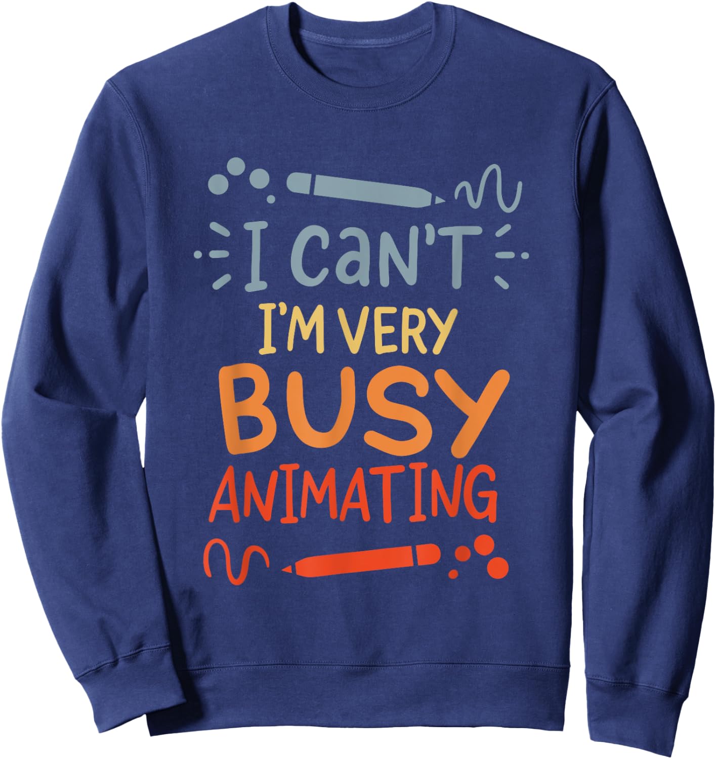 Funny Animation Artist -Adults Black Cartoon Small Sweatshirt - Sweatshirt | Navy