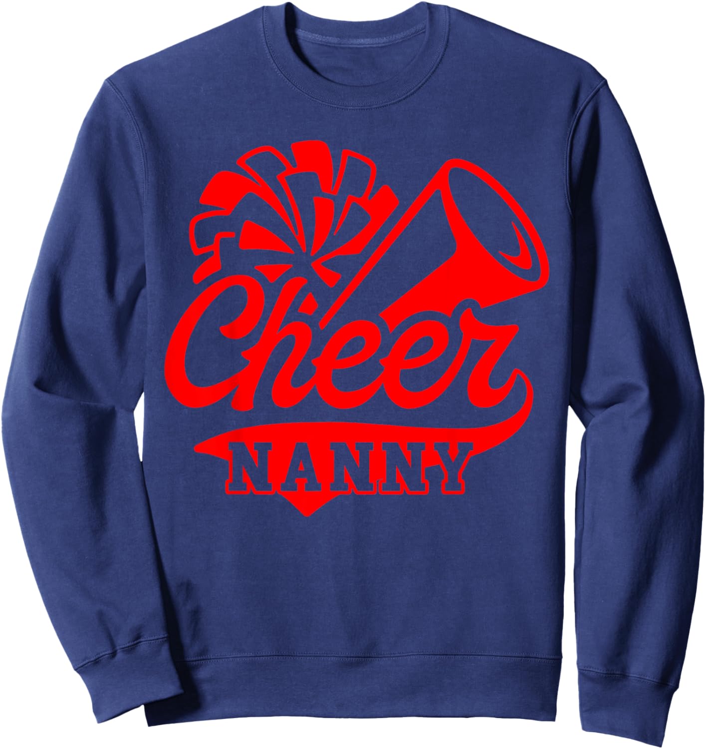Cheer Nanny Biggest Fan Leopard Print Black And Red Pom Pom Sweatshirt - Sweatshirt | Navy