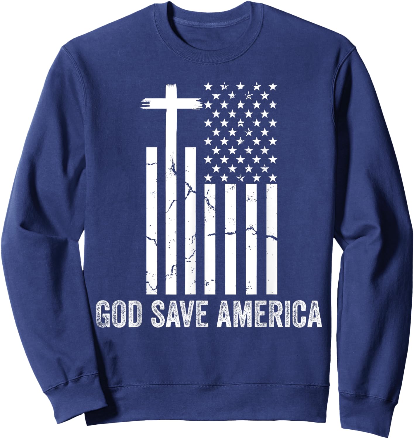 God Save America Shirt,Jesus Christ Saves USA,American Flag Sweatshirt - Sweatshirt | Navy