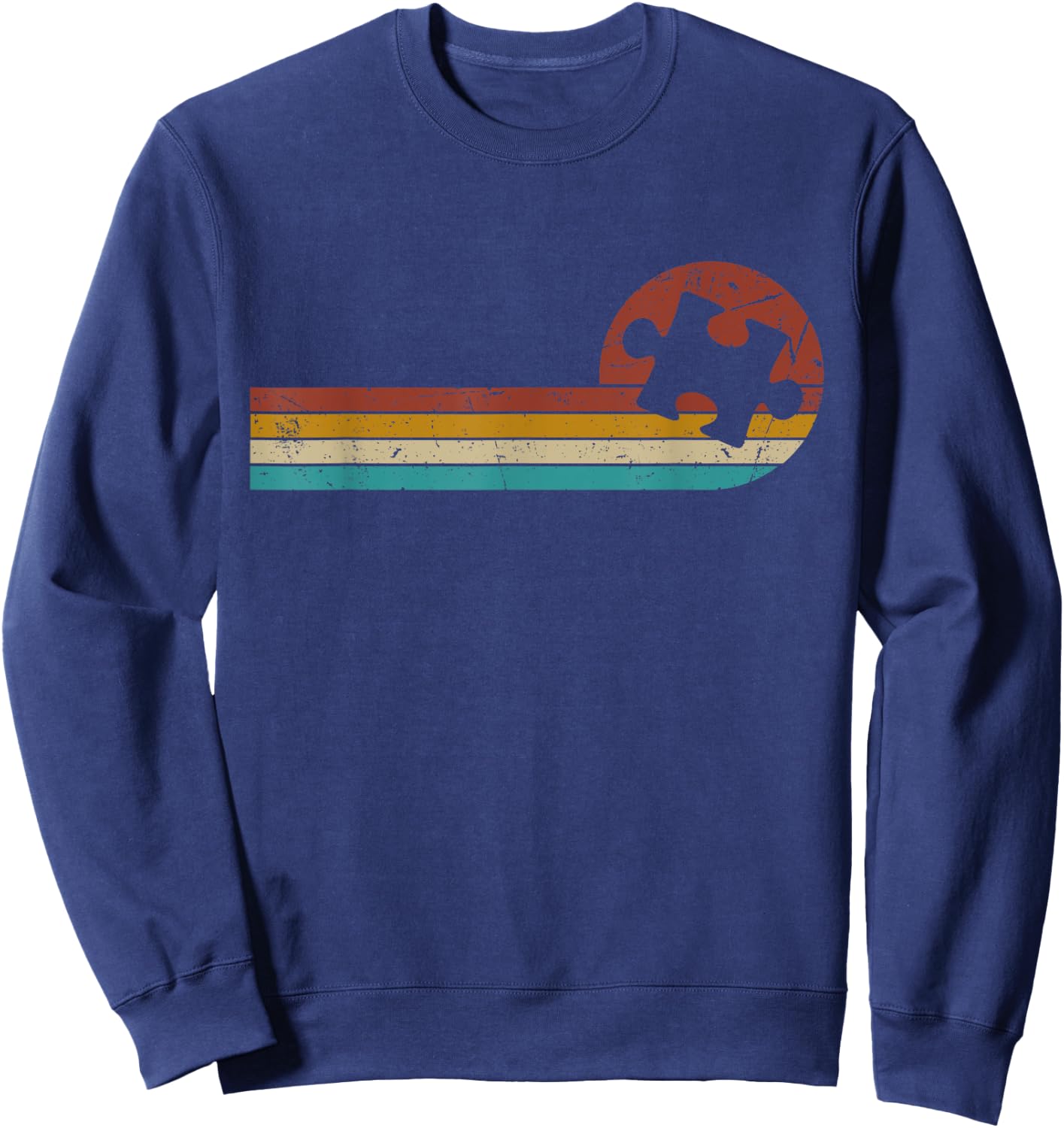 Vintage Autism Puzzle Mom Dad Autism Awareness Sweatshirt - Sweatshirt | Navy