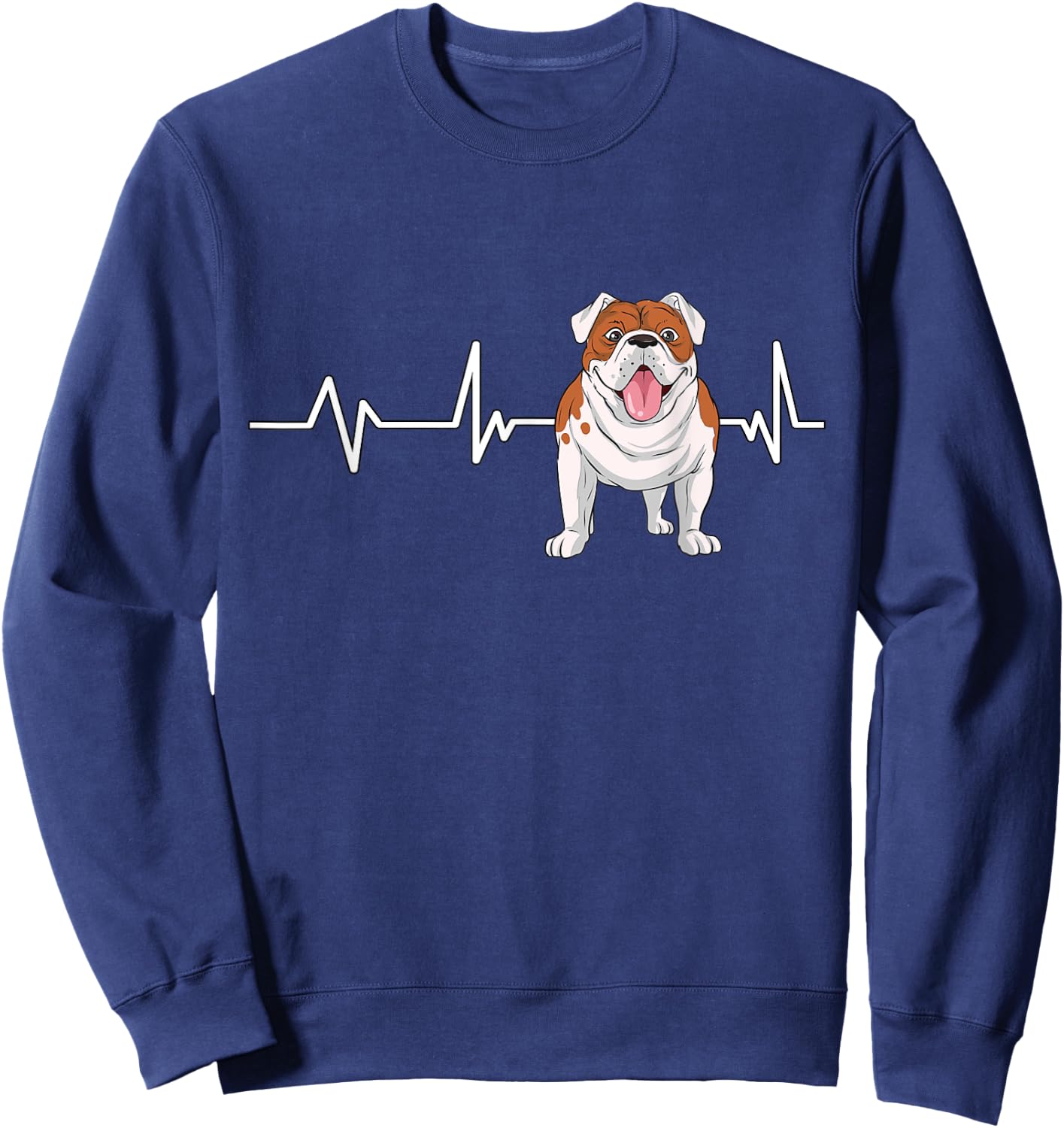 English Bulldog Heartbeat EKG Dog Owner Gift English Bulldog Sweatshirt - Sweatshirt | Navy