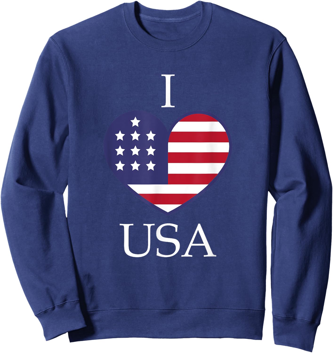 I heart USA, I Love USA, America Patriotic Sweatshirt - Sweatshirt | Navy