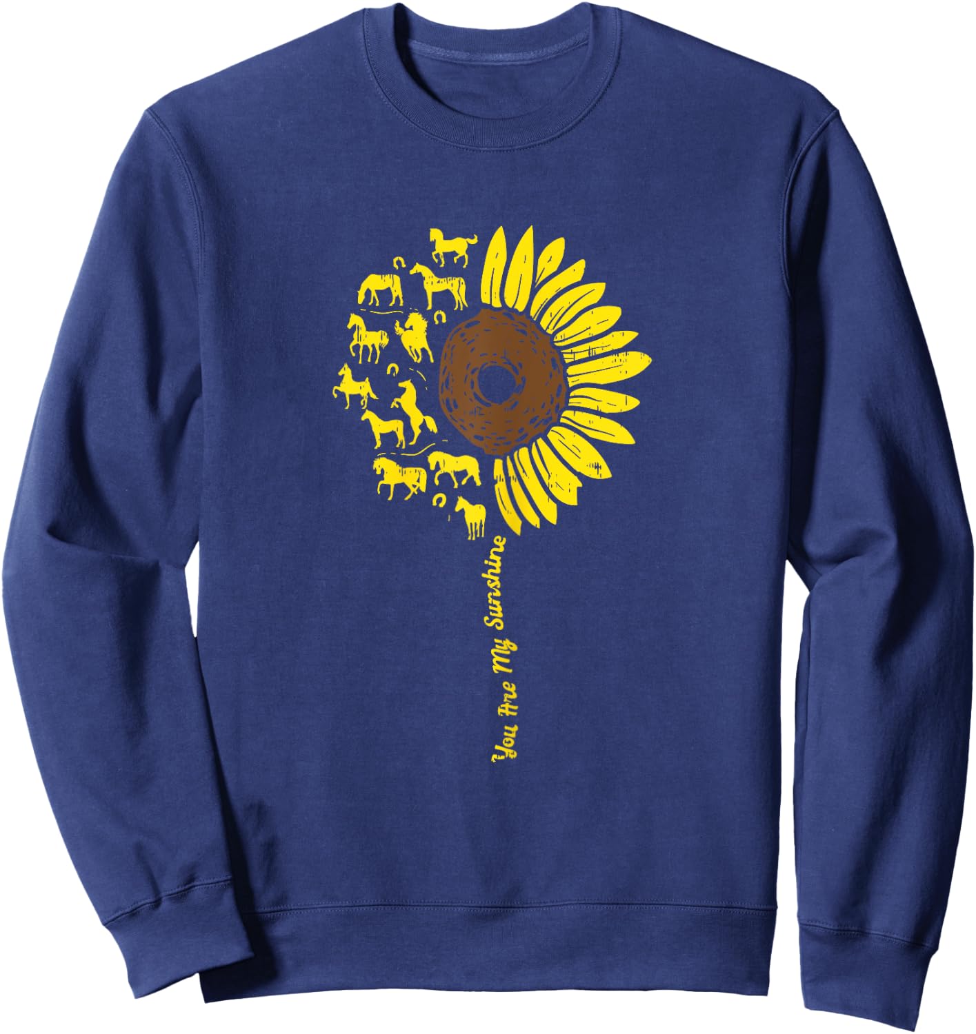 Horse Sunflower You're My Sunshine Animal Equestrian Gift Sweatshirt - Sweatshirt | Navy