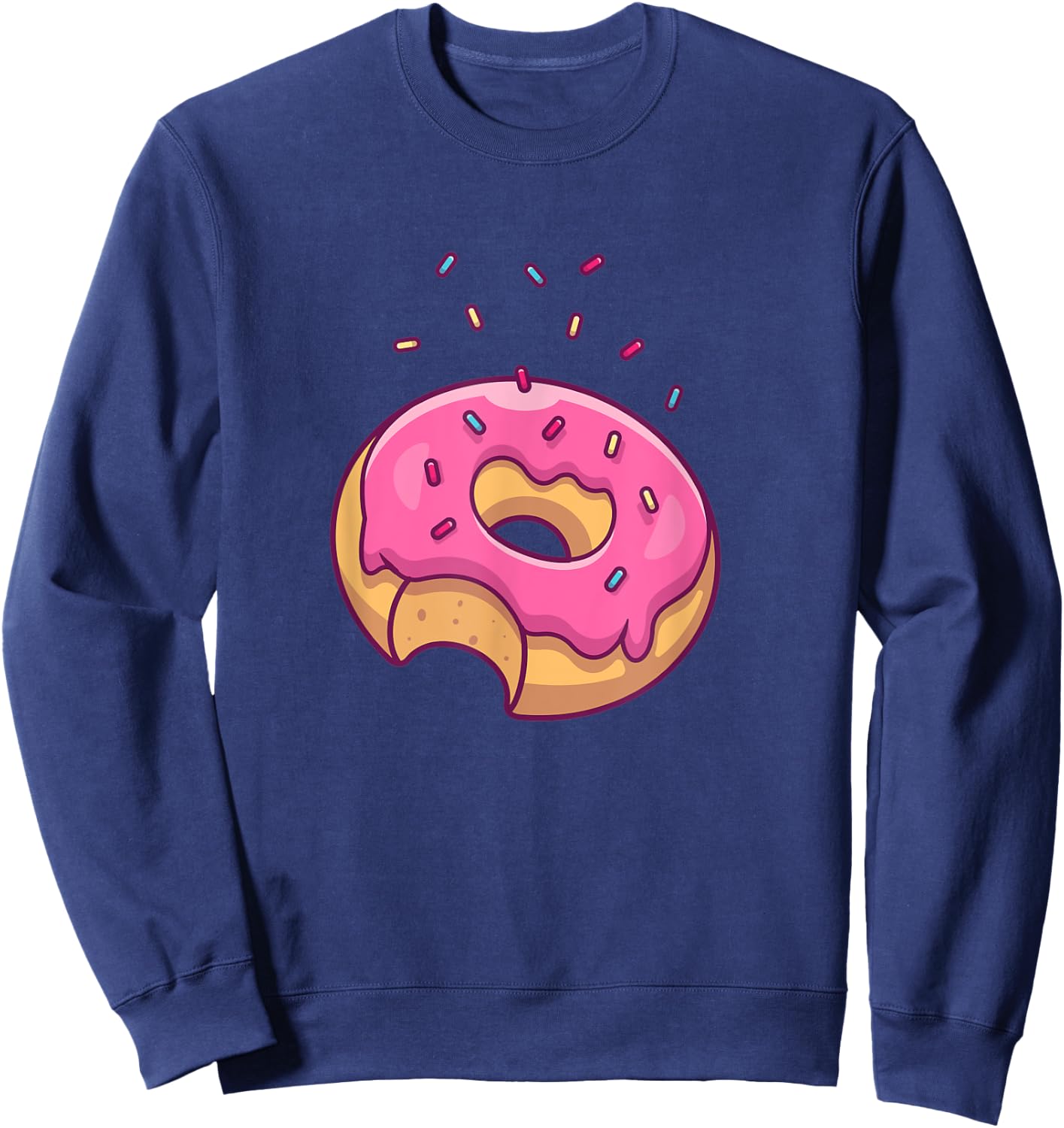 Big Pink Sprinkle Donut Doughnut Lovers Sweatshirt - Sweatshirt | Navy