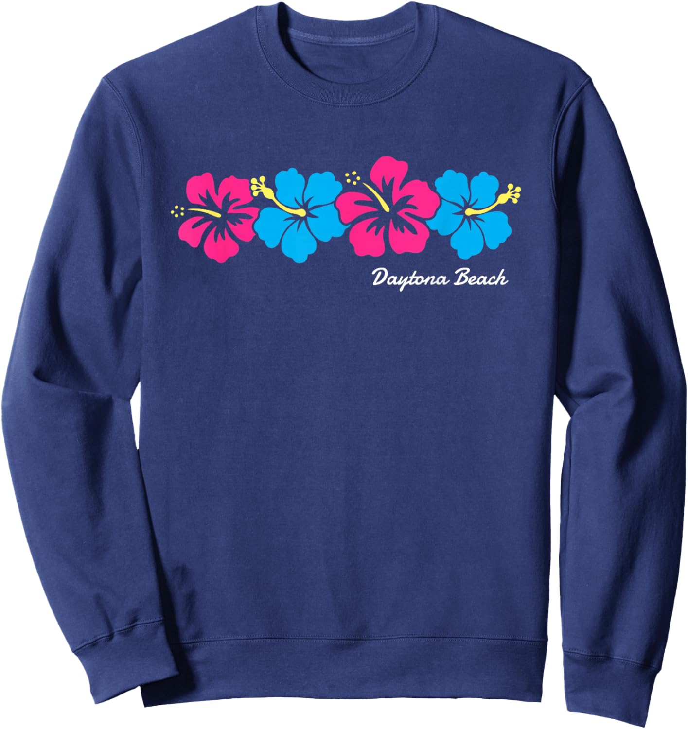 Daytona Beach Florida Hibiscus Flower Girls Sweatshirt - Sweatshirt | Navy