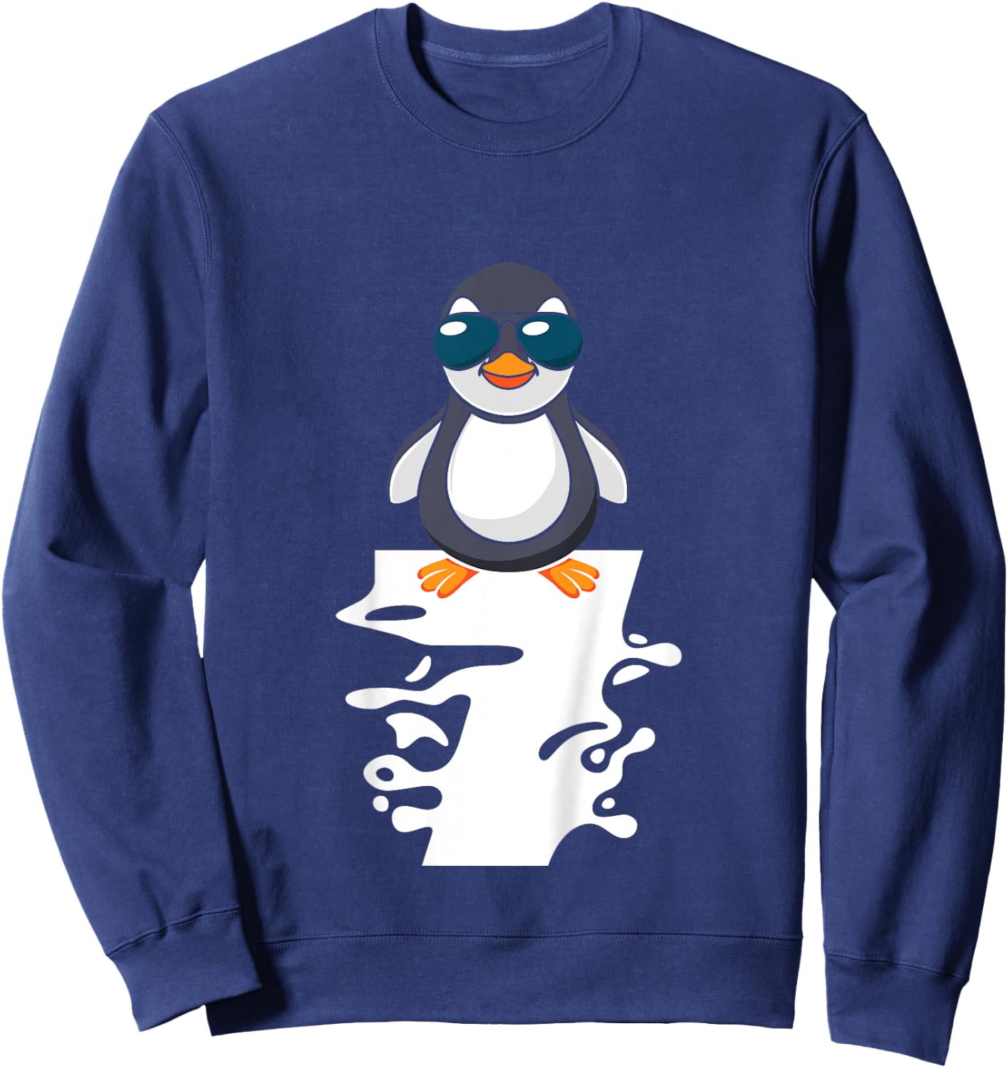 I Am Already 7 Years Old Penguin 7th Birthday Sweatshirt - Sweatshirt | Navy