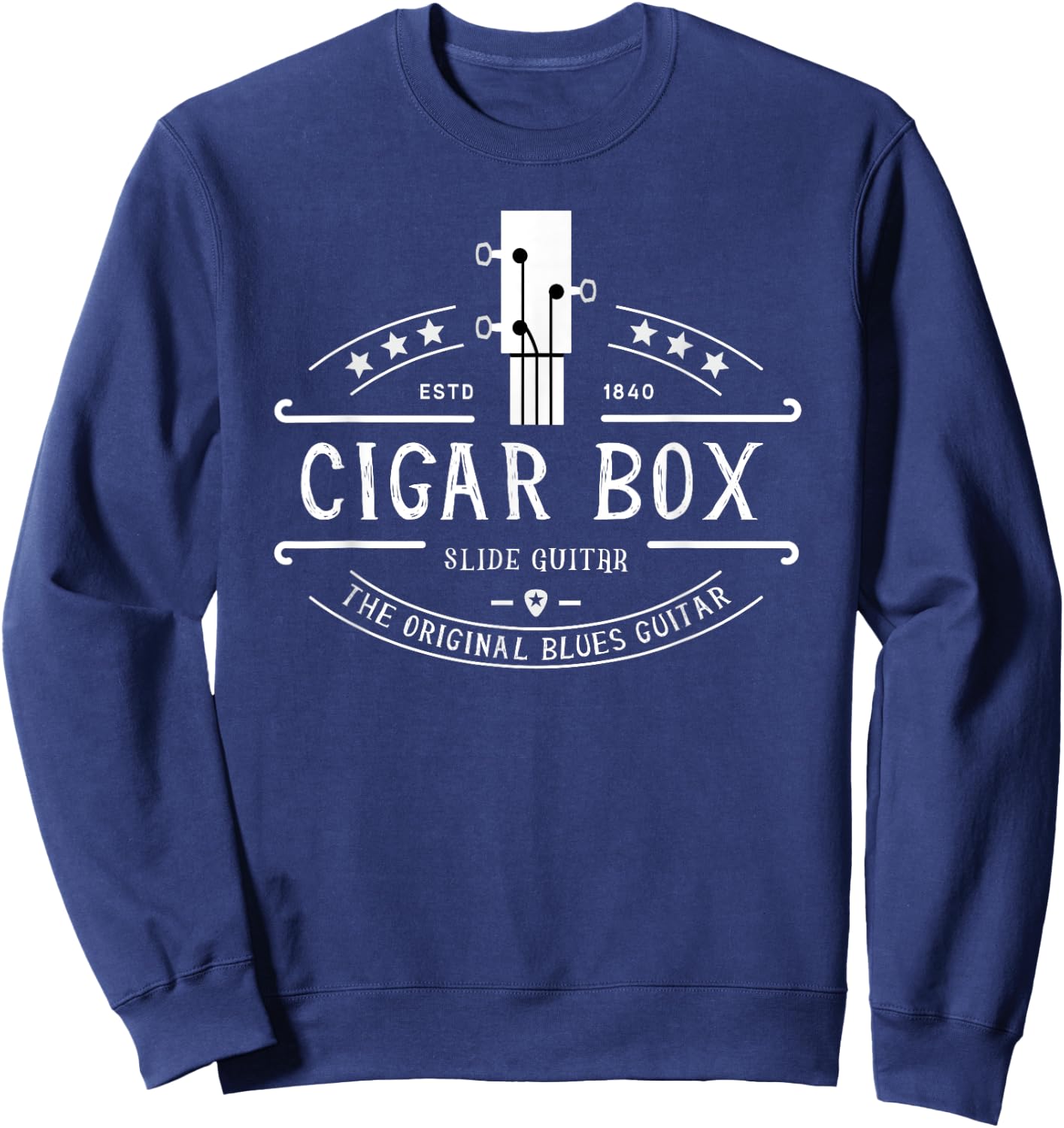 Cigar Box Slide Guitar The Original Blues Guitar Sweatshirt - Sweatshirt | Navy