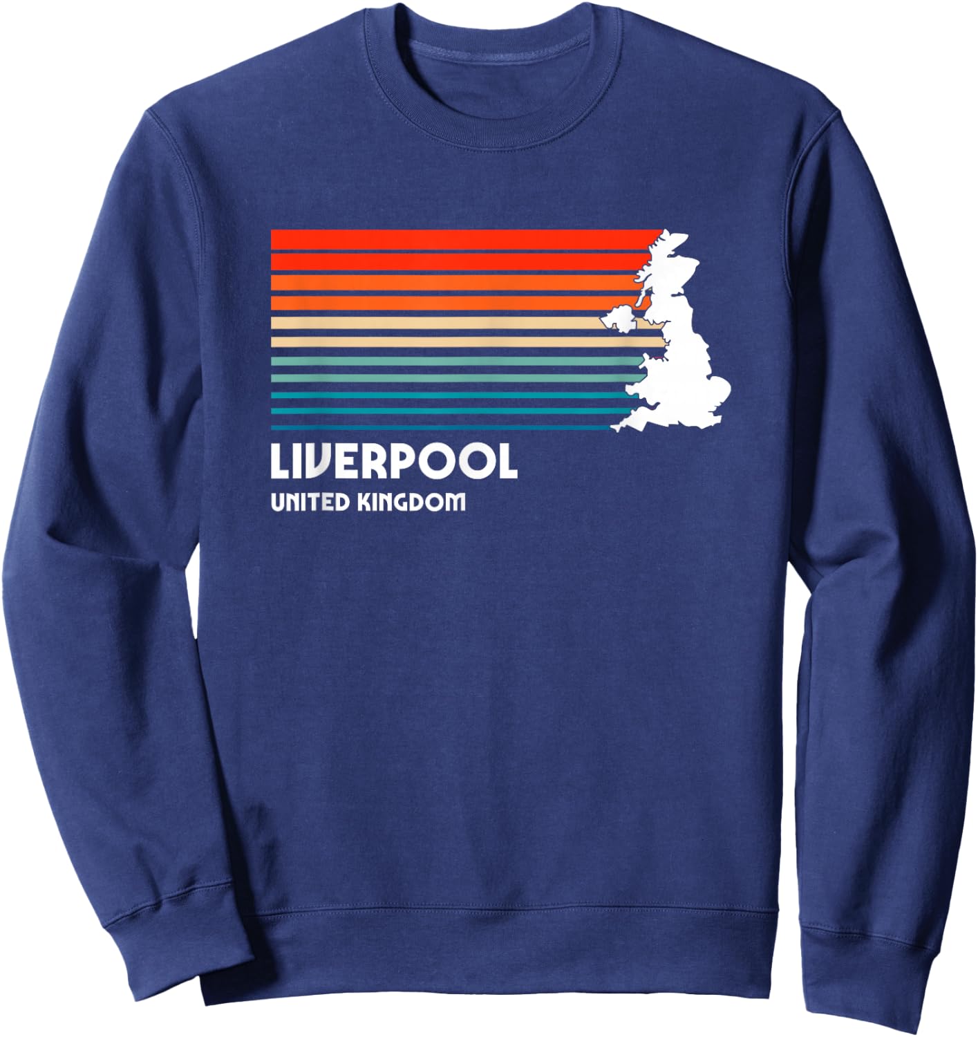 Liverpool United Kingdom Retro Vintage Style UK Graphic Sweatshirt - Sweatshirt | Navy