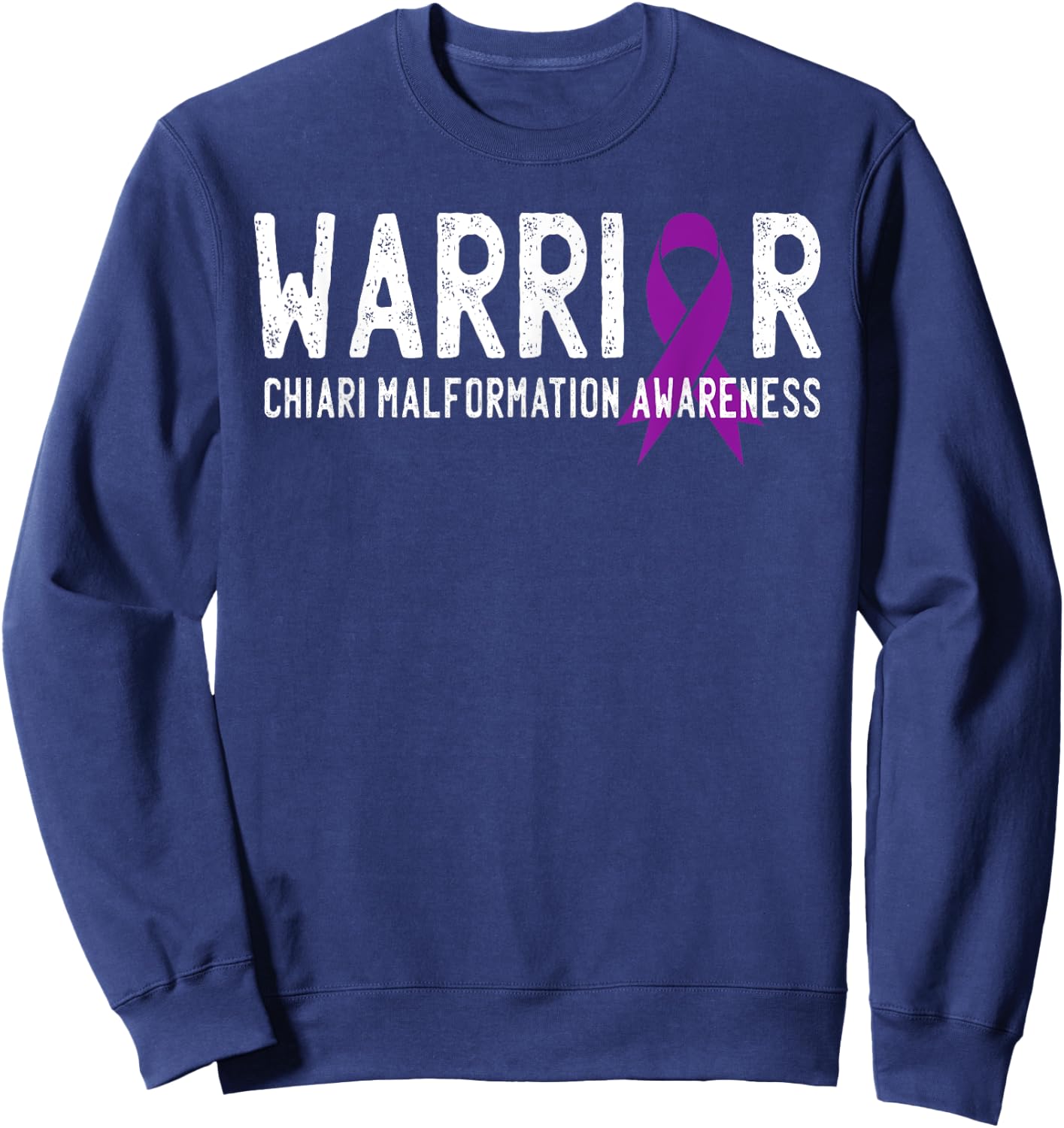 Warrior Chiari Malformation Awareness Purple Ribbon Fighter Sweatshirt - Sweatshirt | Navy