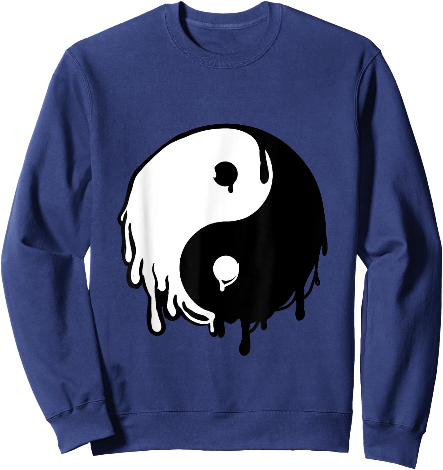 Awesome Yin and Yang Designs Grey Dripping Yin Yang Sweatshirt - Sweatshirt | Navy