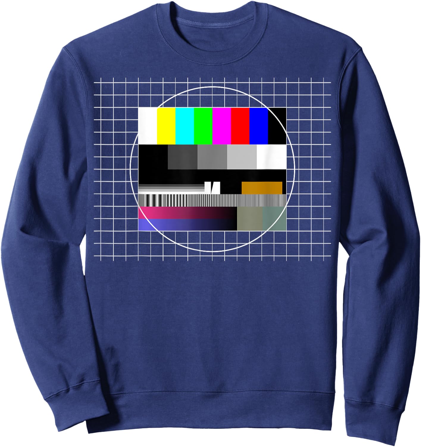 TV Test Pattern Color Bars Test Card Screen, Nostalgic Nerdy Sweatshirt - Sweatshirt | Navy