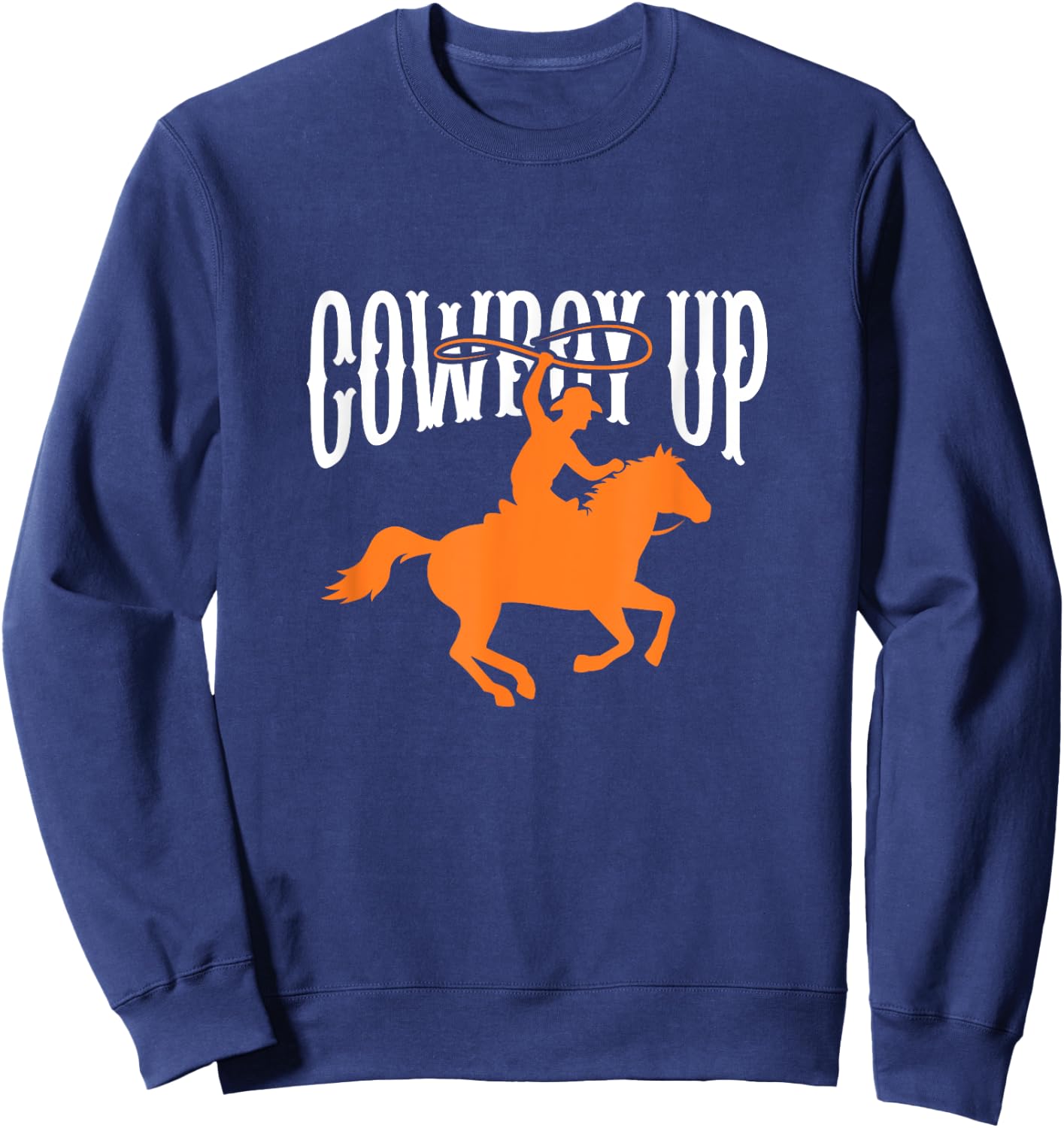Cowboy Cowgirl Rodeo Western Southern : Cowboy, Horseback Riding, Equestrian, , Small, Black, Short Sleeve Sweatshirt - Sweatshirt | Navy
