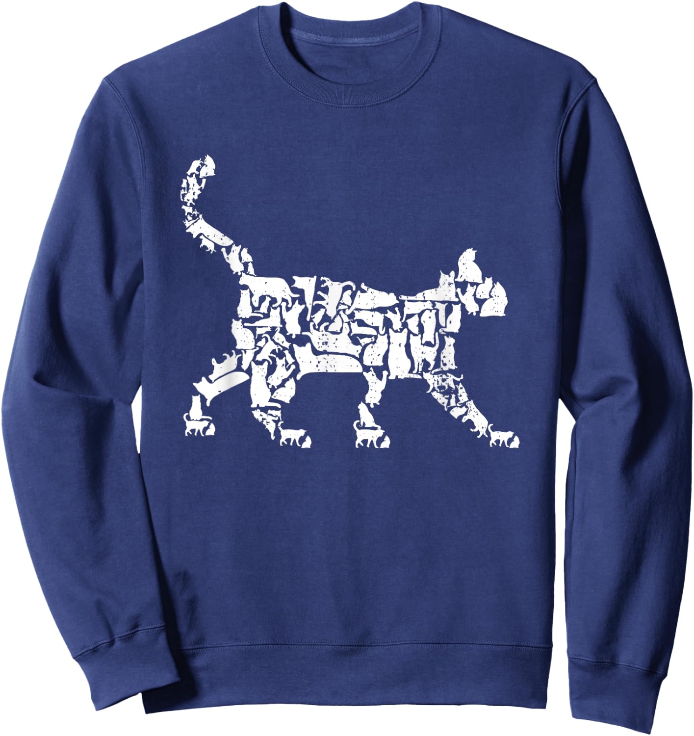 Cat Silhouettes Mosaic Domestic Cat Sweatshirt - Sweatshirt | Navy