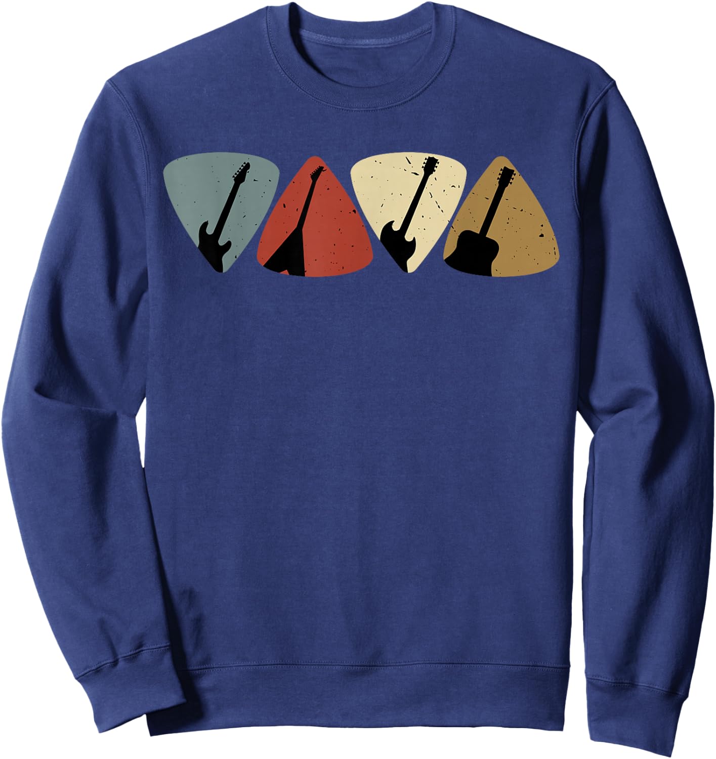 Retro Vintage Guitar Pick Player Guitarist Bassist Musician Sweatshirt - Sweatshirt | Navy