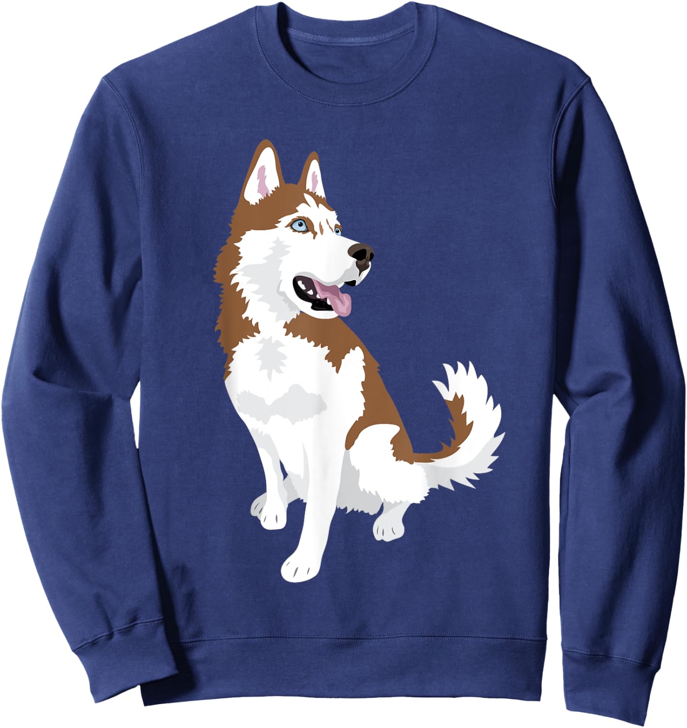 cute red and white Siberian Husky dog Sweatshirt - Sweatshirt | Navy