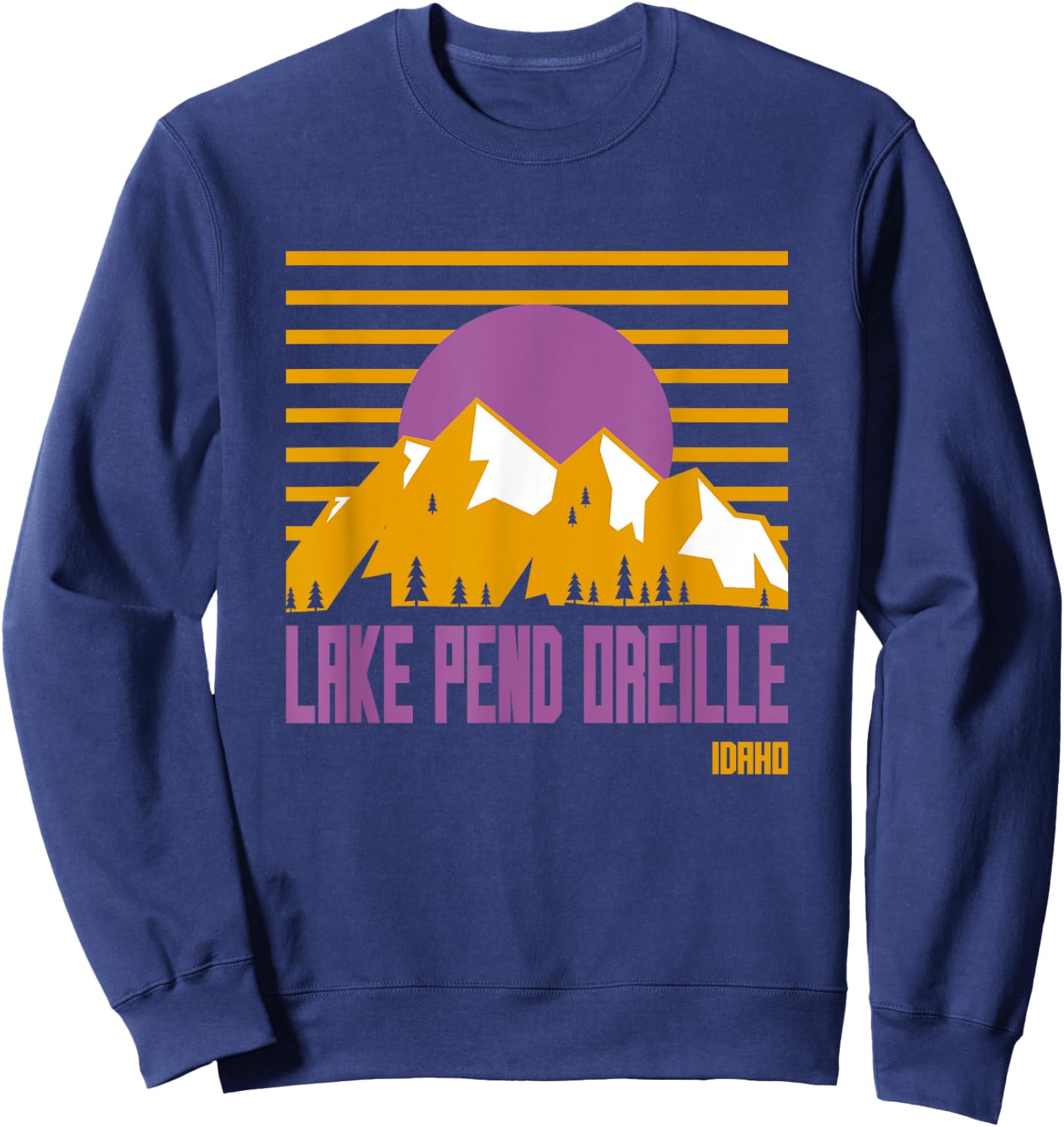Lake Pend Oreille Vintage Mountains Hiking Camp Idaho Retro Sweatshirt - Sweatshirt | Navy