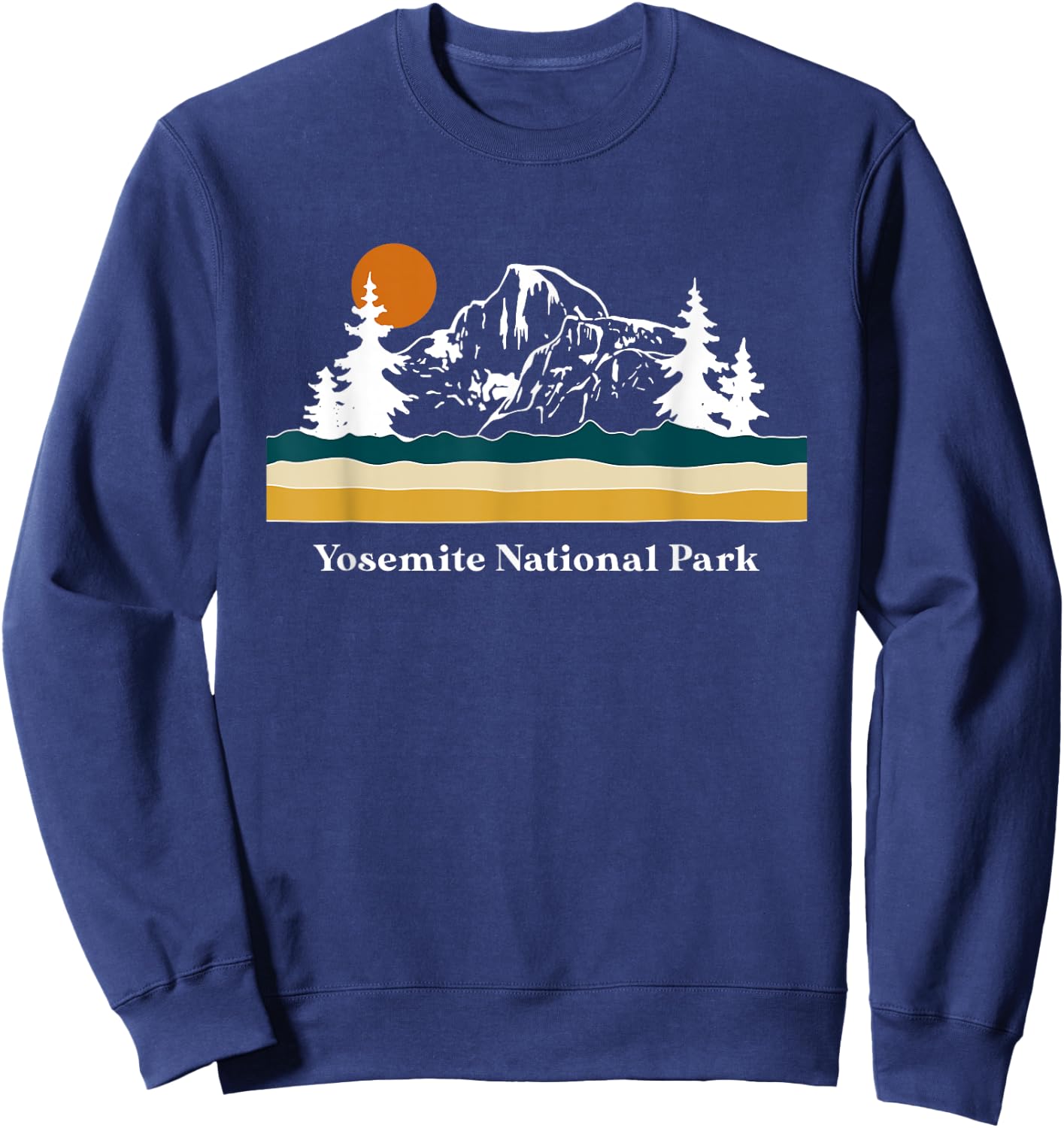 Retro Vintage Yosemite National Park Half Dome Stripes Sweatshirt - Sweatshirt | Navy