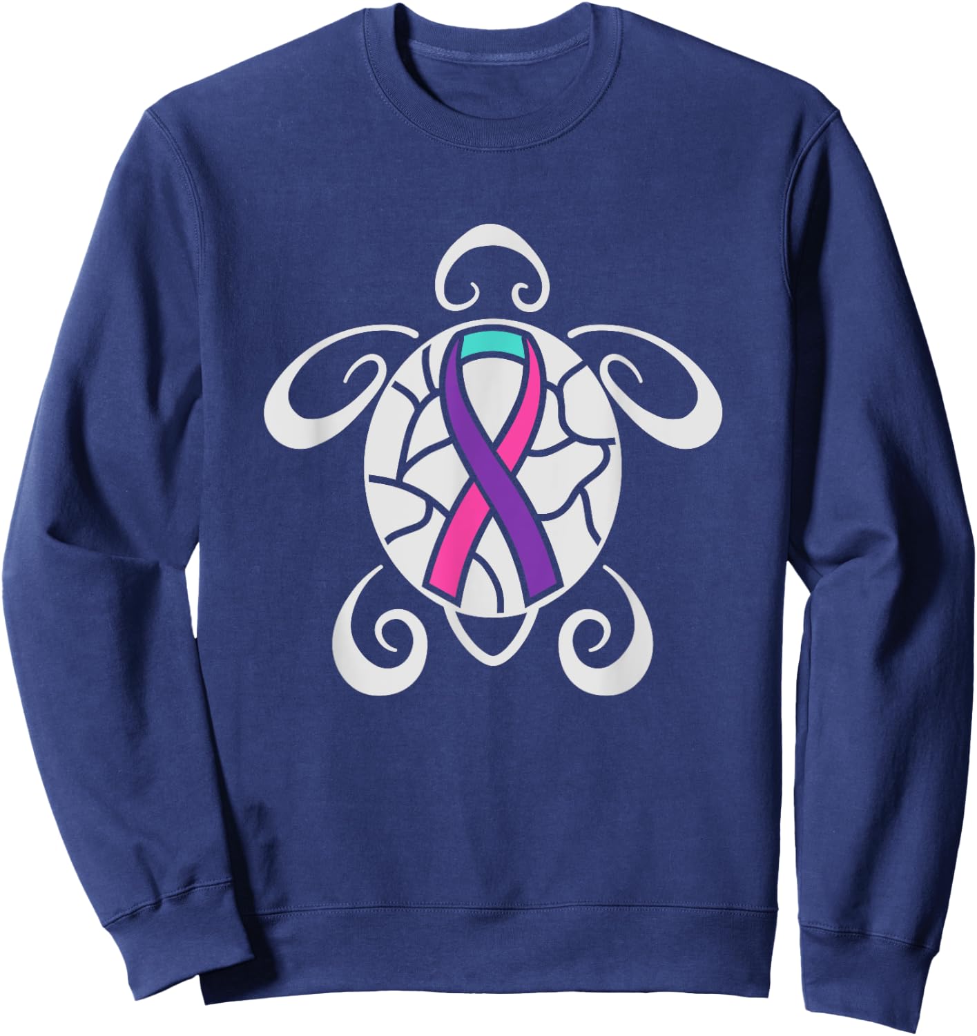 Turtle and Thyroid Cancer Ribbon Sweatshirt - Sweatshirt | Navy