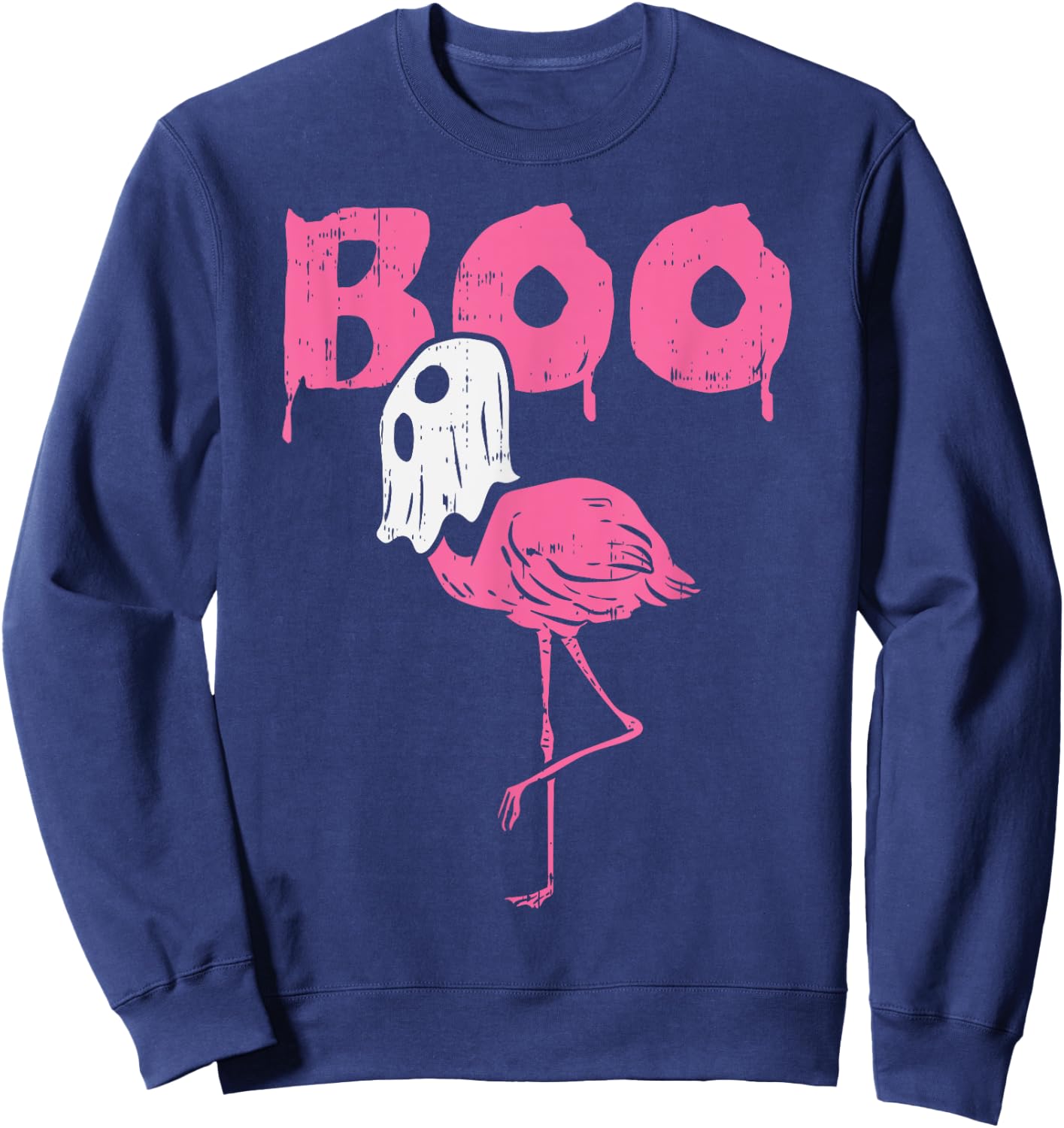 Boo Flamingo Ghost Fun Halloween Animal Bird Men Women Gift Sweatshirt - Sweatshirt | Navy