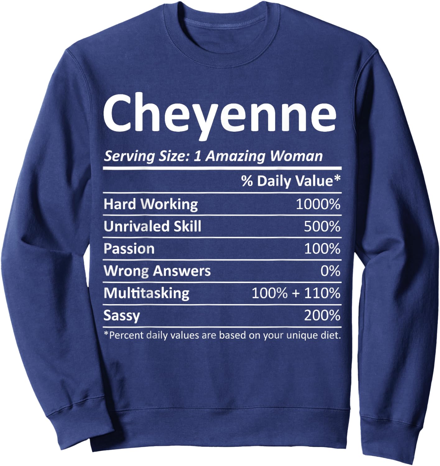 CHEYENNE Nutrition Personalized Funny Christmas Name Gift Sweatshirt - Sweatshirt | Navy