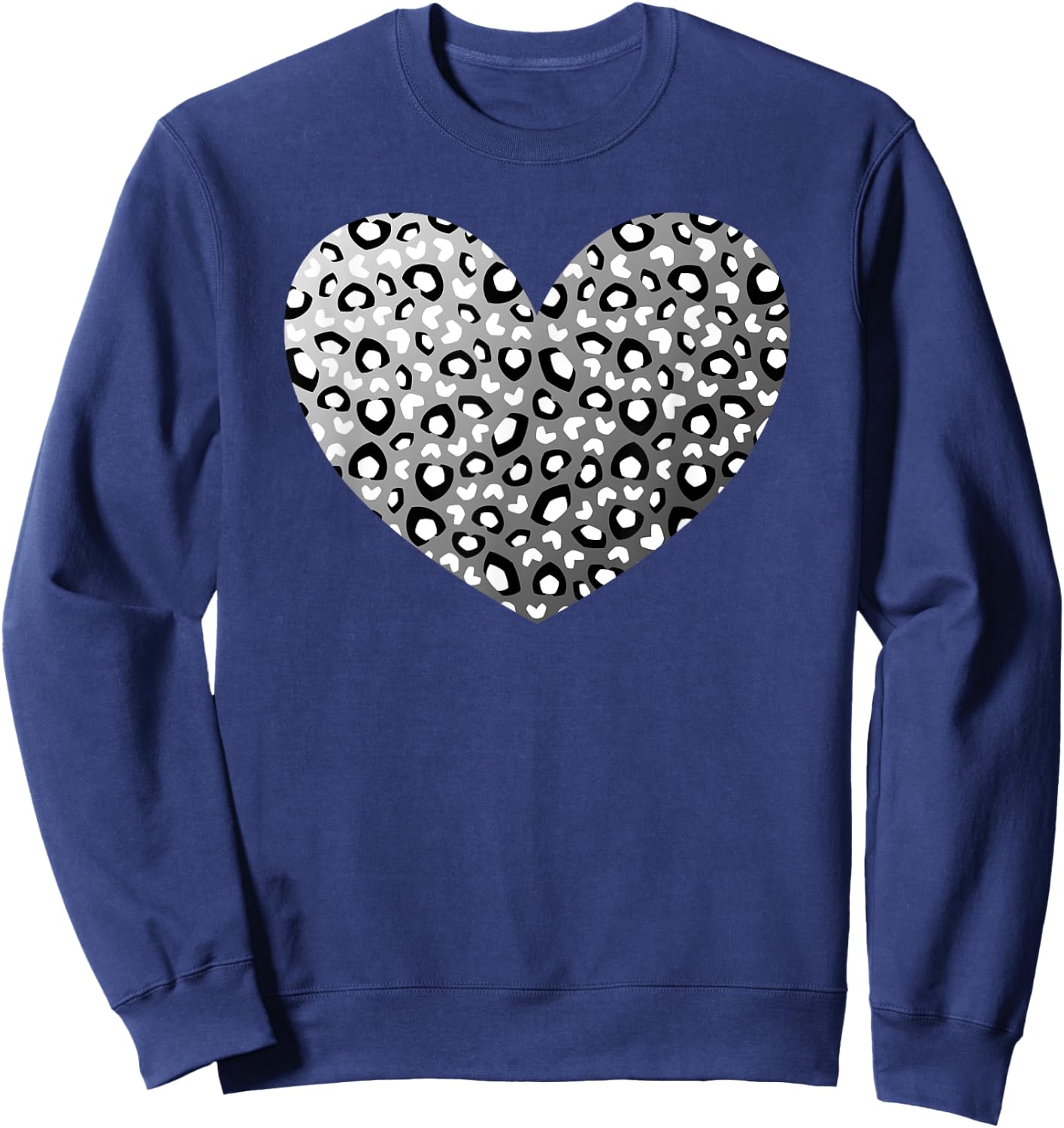 Black Leopard Heart Pattern Cheetah Print White Gray Sweatshirt - Sweatshirt | Navy