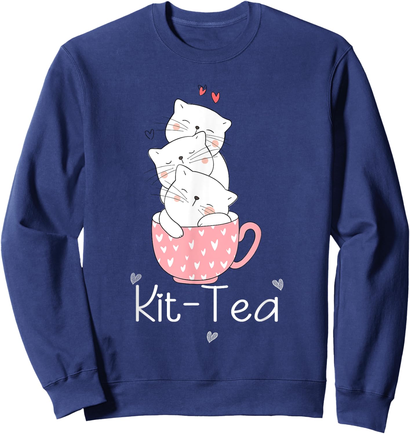 Kit Tea Gift Cat Lover Gift Funny Animal Love Cool Women Girls Kids Sweatshirt - Sweatshirt | Navy