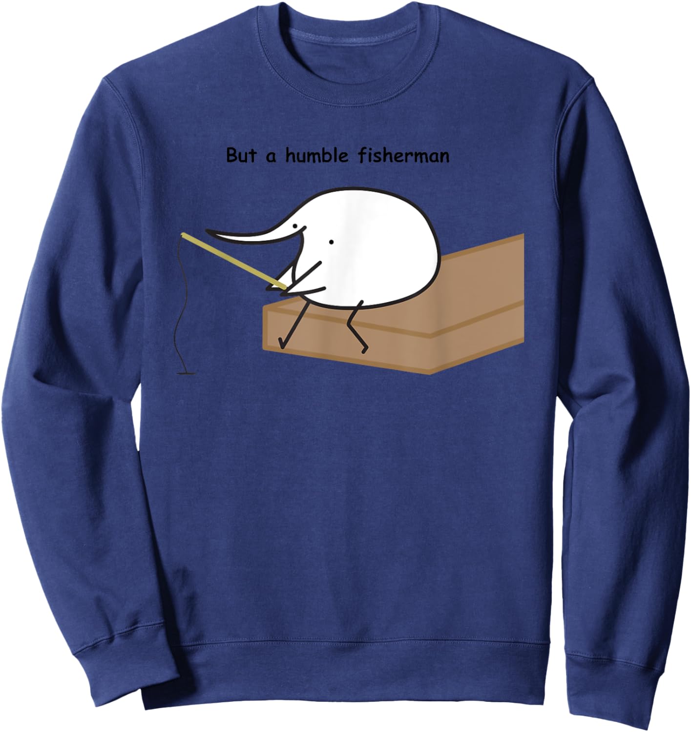 Berd But A Humble Fisherman , Small, Grey Sweatshirt - Sweatshirt | Navy
