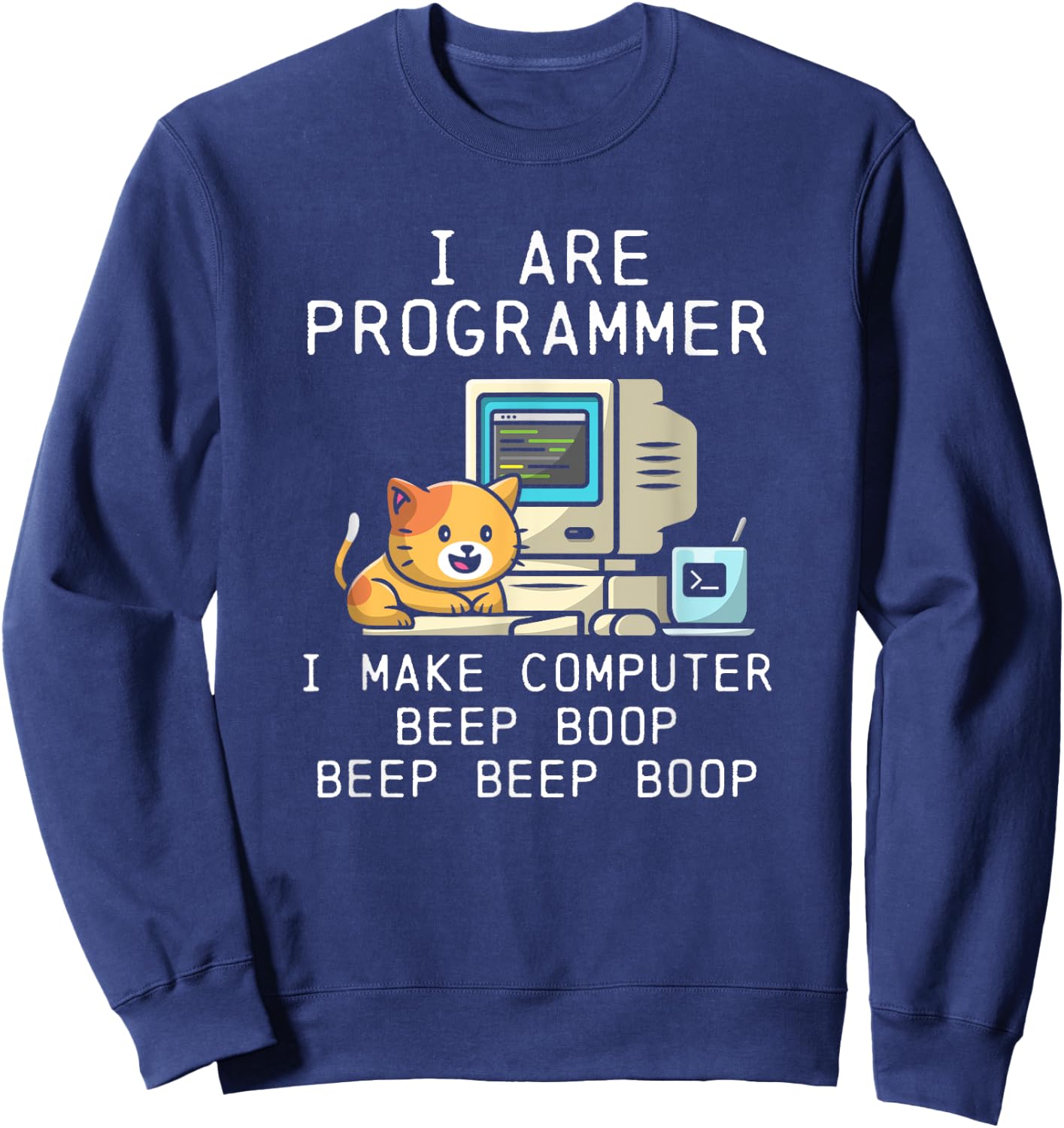 Programmer Cat Beep Boop Coding Women Sweatshirt - Sweatshirt | Navy