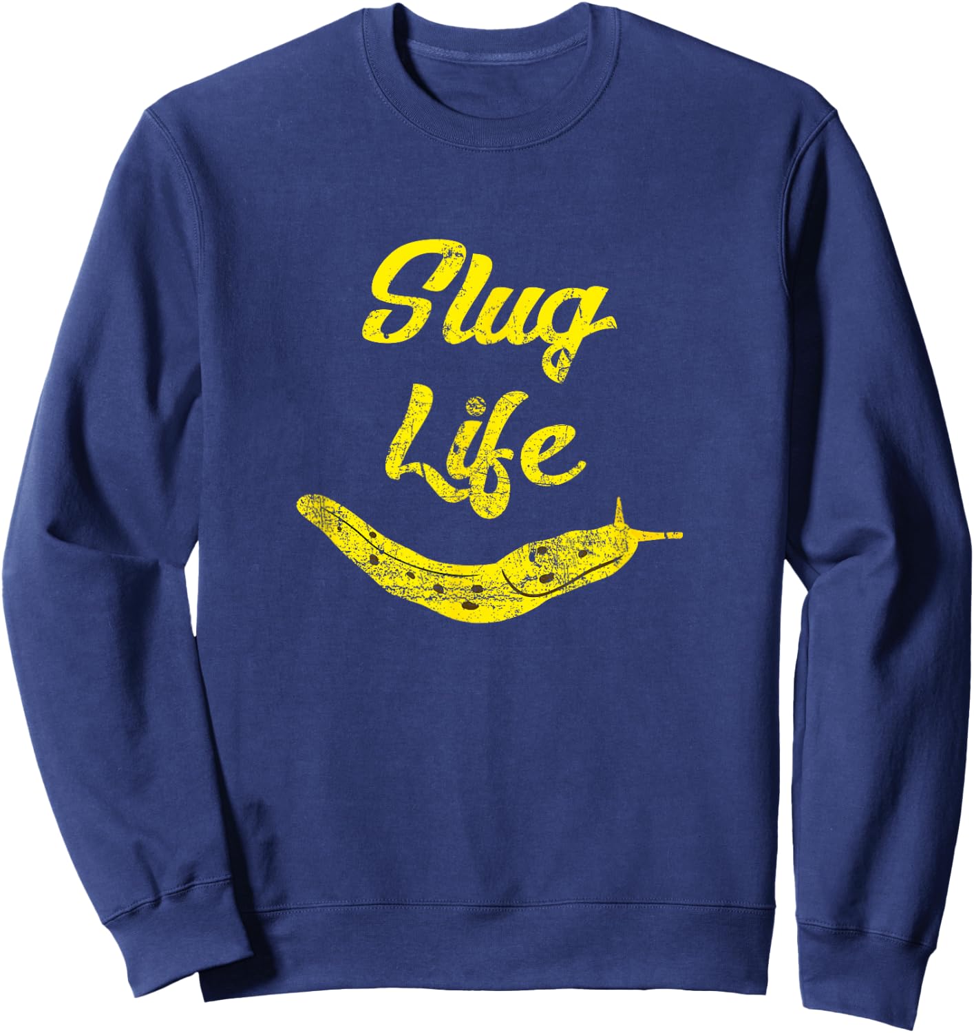 Slug Life Yellow Banana Slug Distressed Sweatshirt - Sweatshirt | Navy