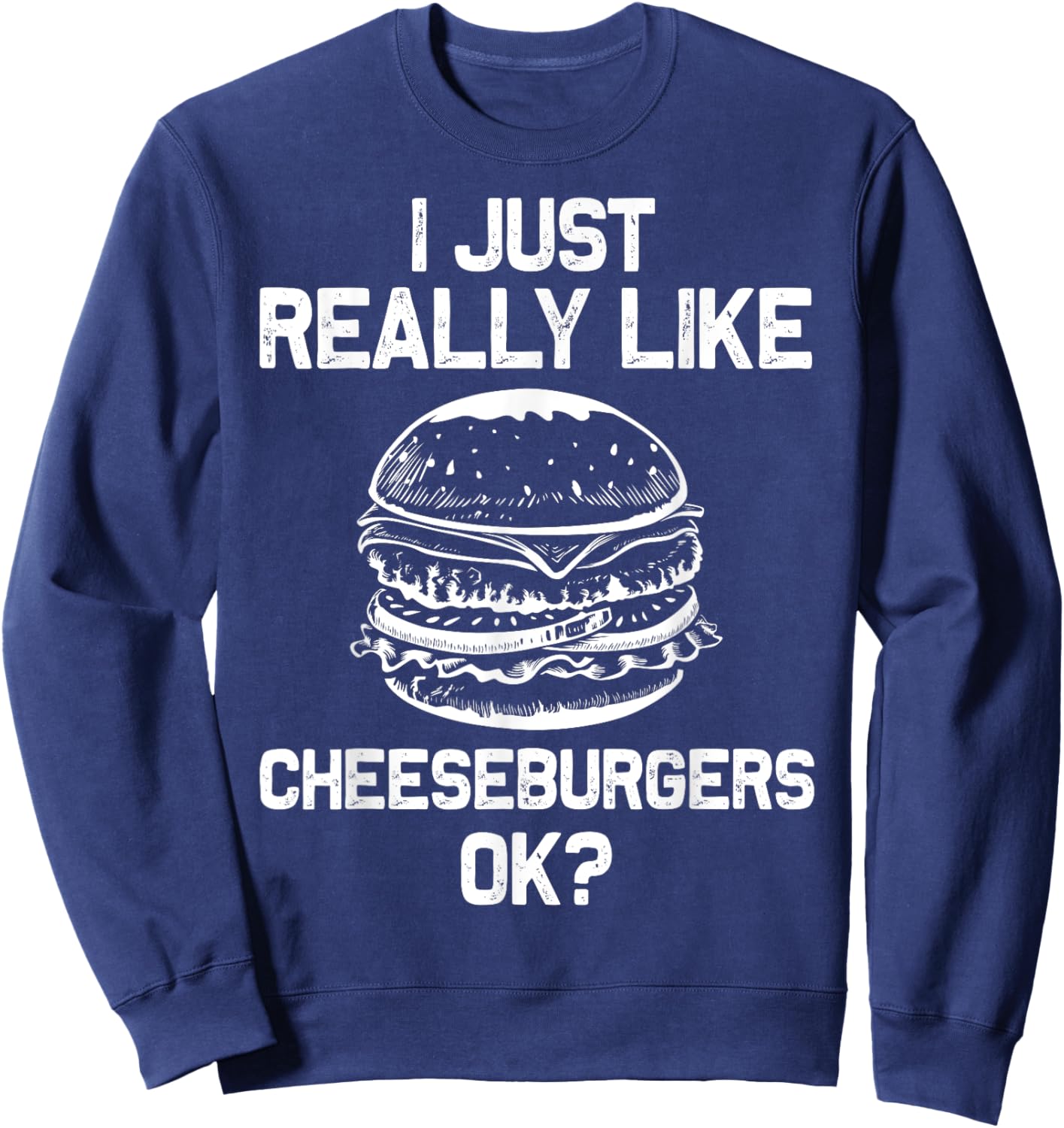 Cheeseburger Design Women Hamburger Burger Lover Sweatshirt - Sweatshirt | Navy