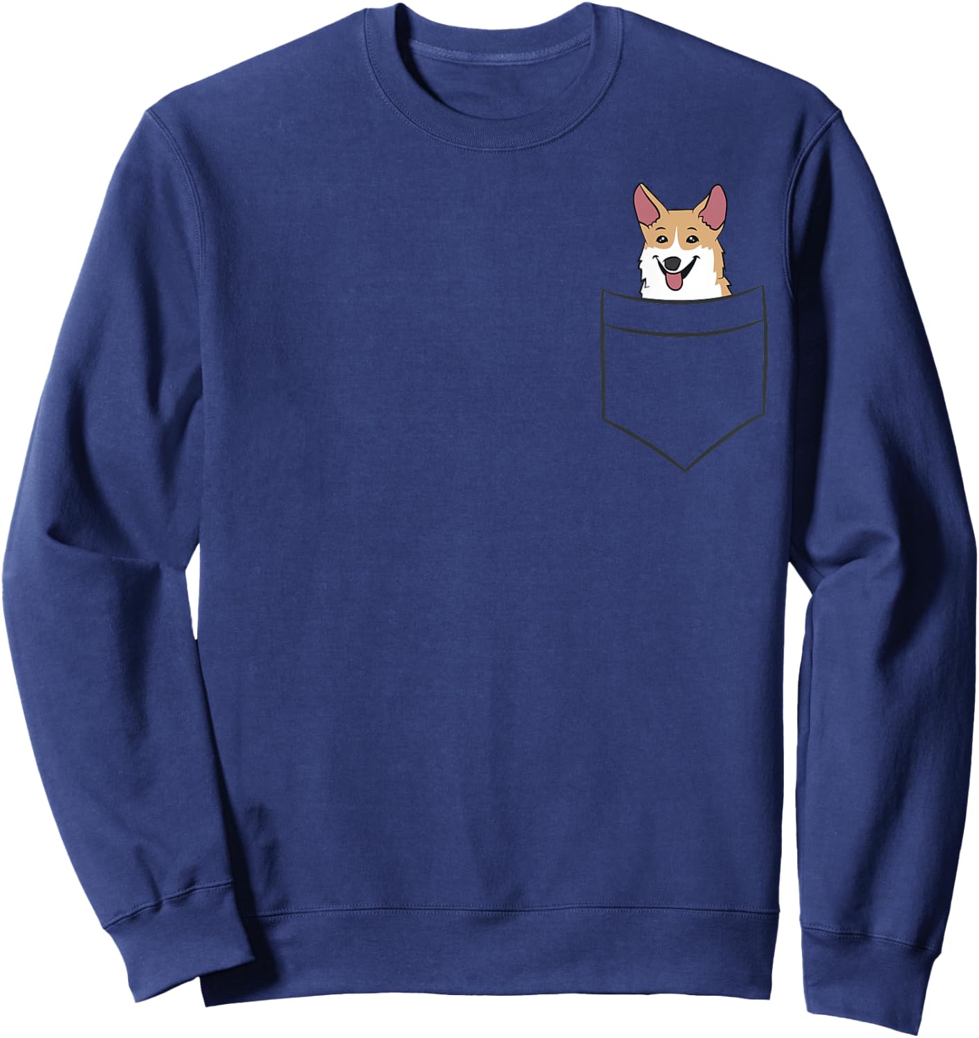 Corgi Dog In The Pocket Cute Dog Pocket Welsh Corgi Sweatshirt - Sweatshirt | Navy