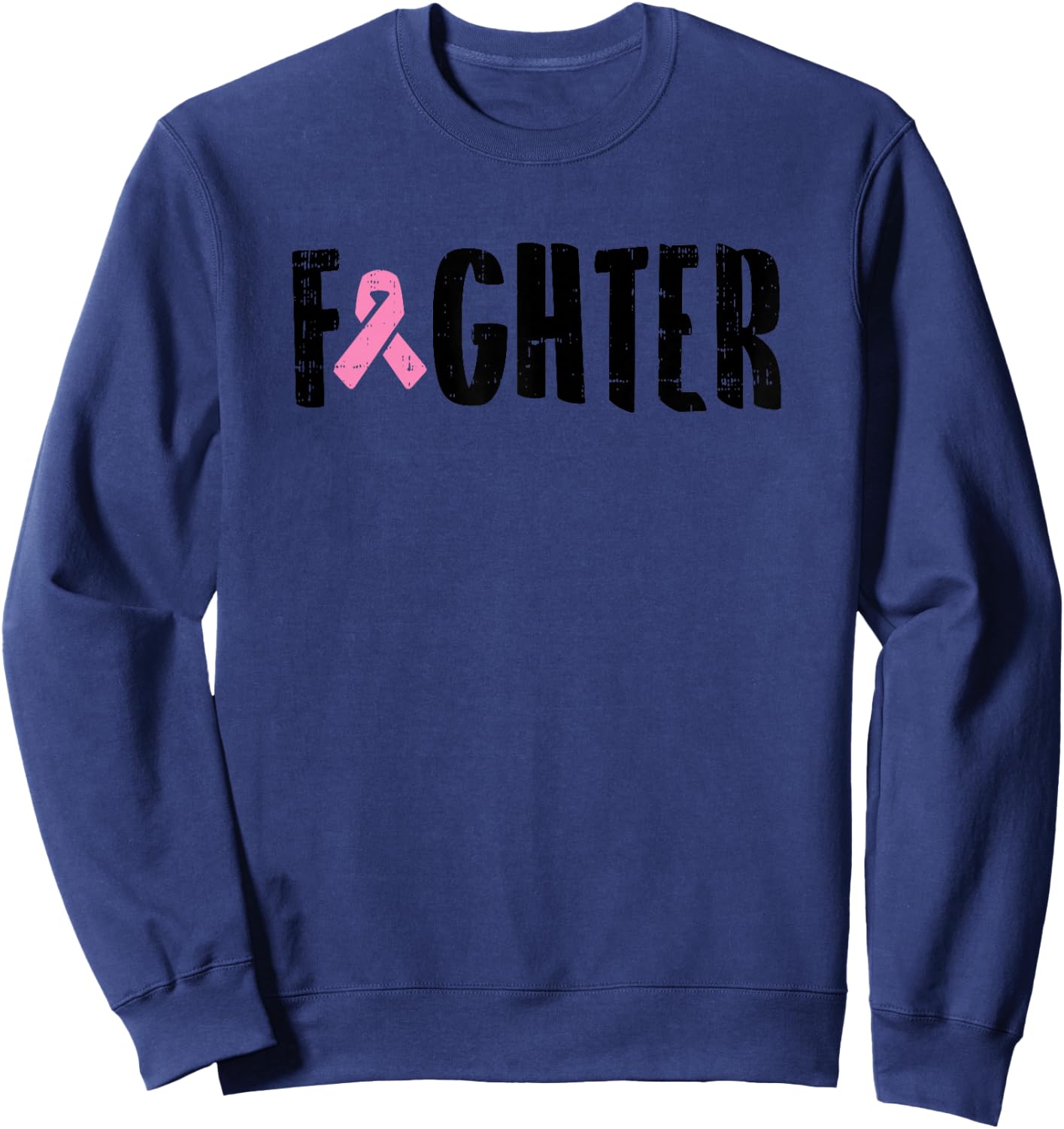 Fighter Pink Ribbon Breast Cancer Awareness Warrior Gift Sweatshirt - Sweatshirt | Navy