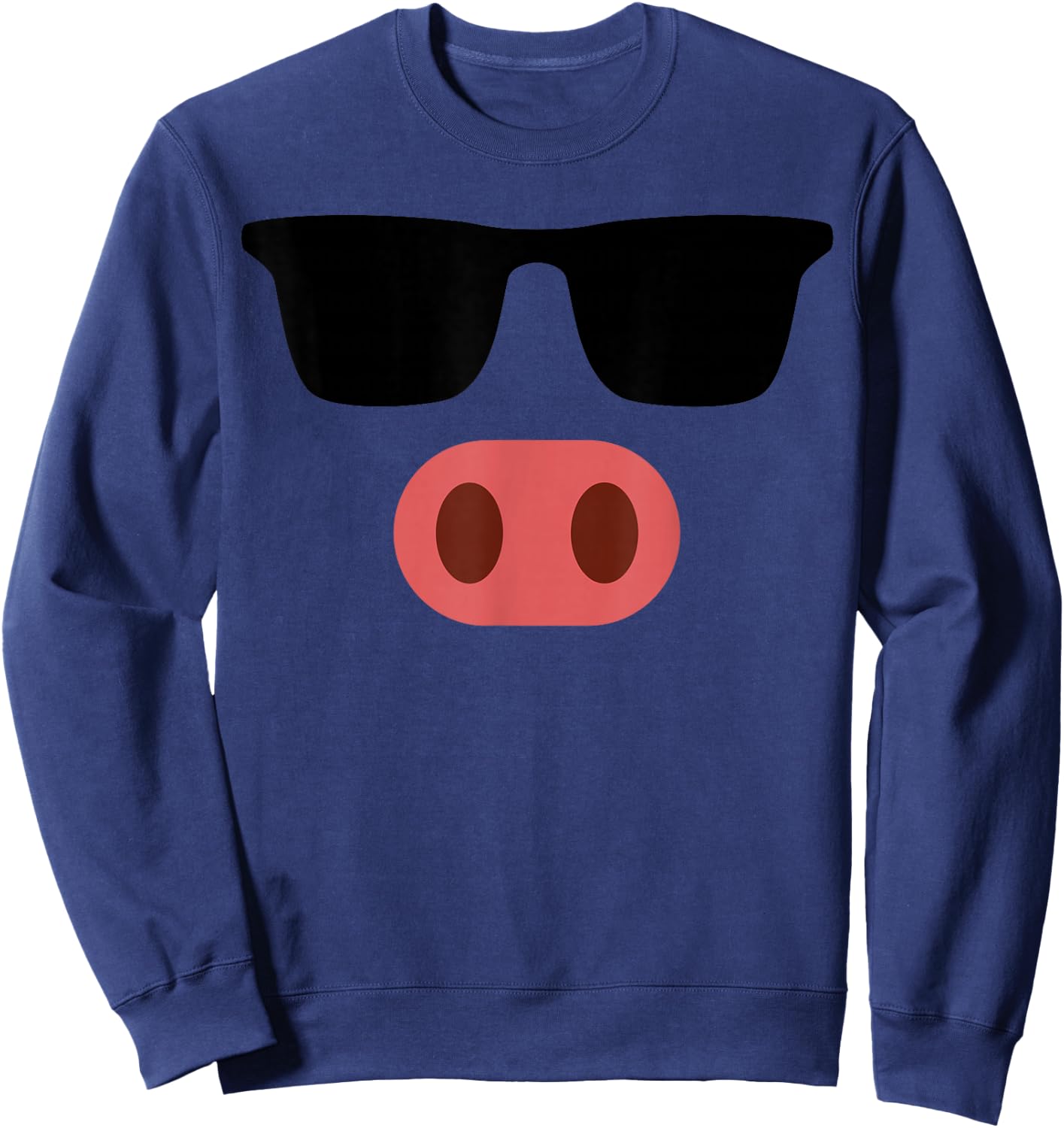 Funny Pink Pig Face Cool Sunglasses Cute Halloween Costume Sweatshirt - Sweatshirt | Navy