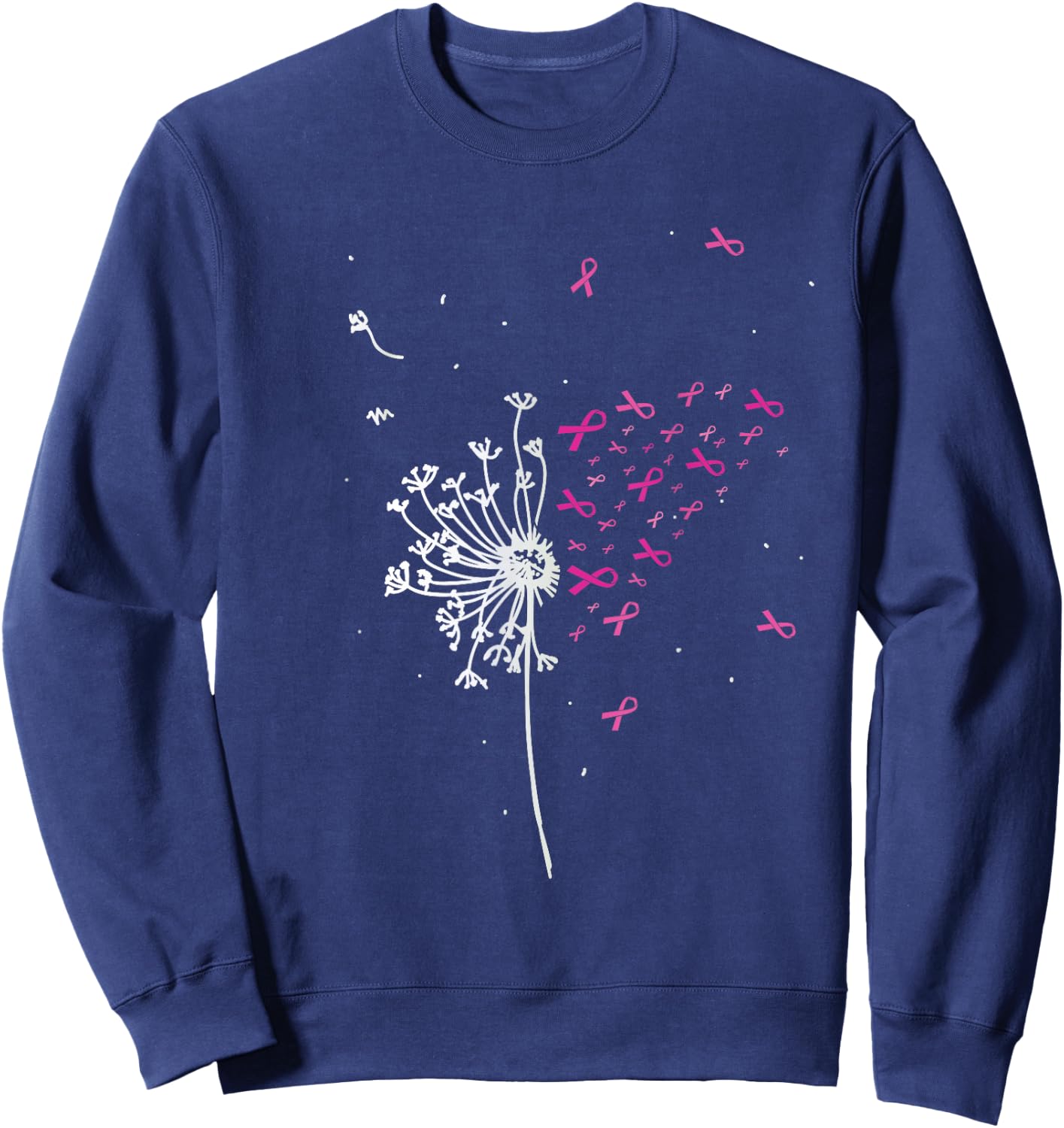 Dandelion Pink Ribbon Cool Breast Cancer Awareness Gifts Sweatshirt - Sweatshirt | Navy