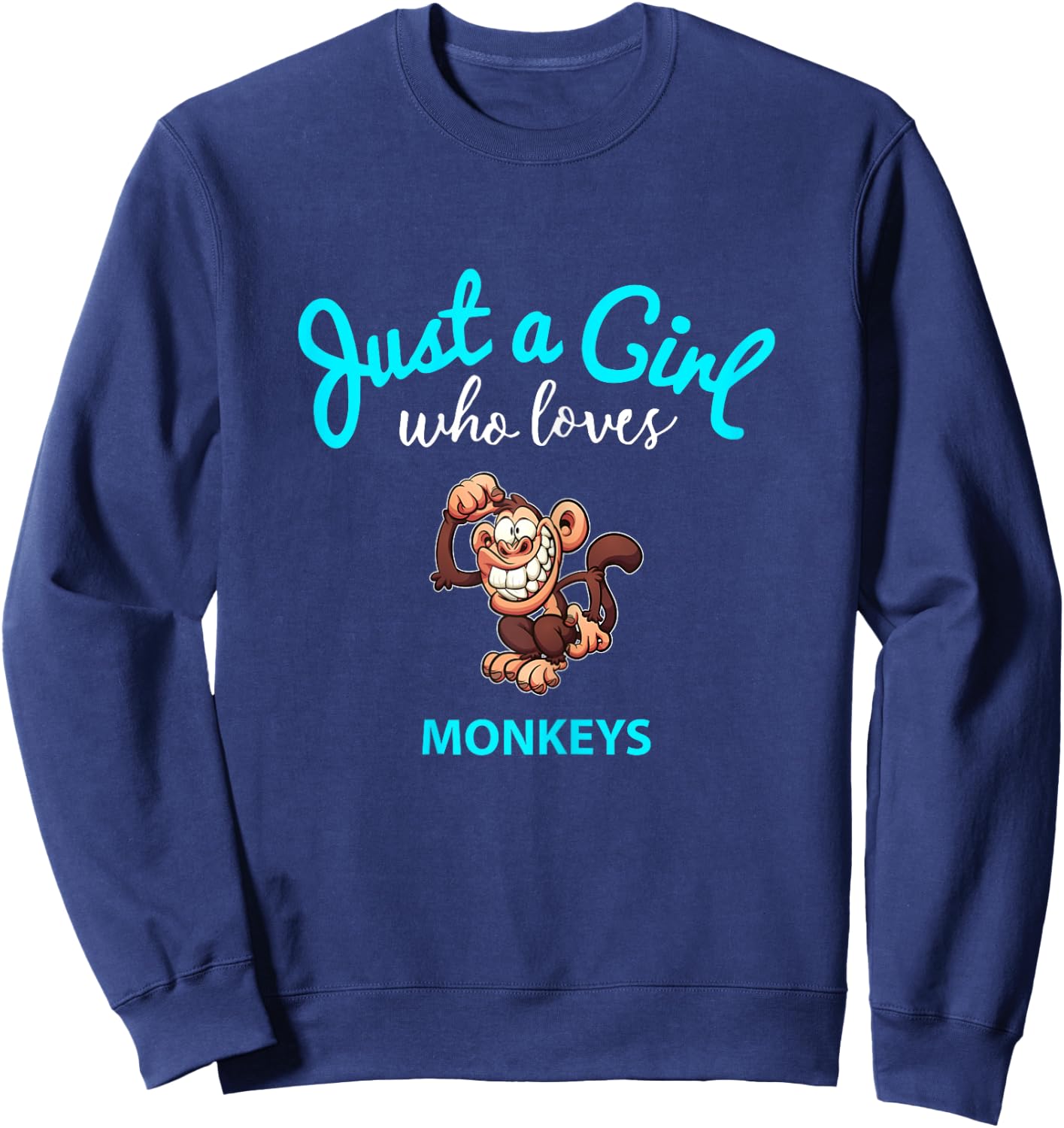 Monkey Shirt for Girls | Children's Monkey Sweatshirt - Sweatshirt | Navy