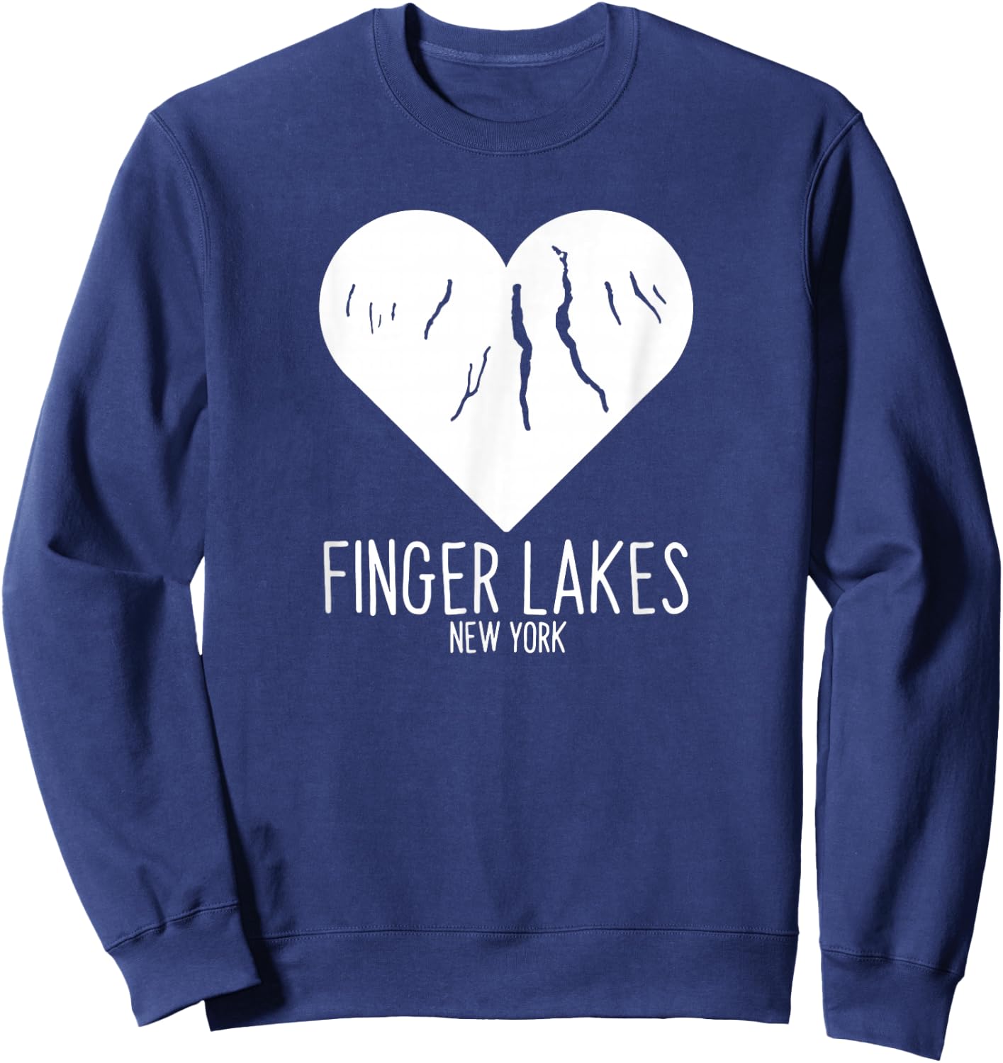 Finger Lakes New York Love Heart Sweatshirt - Sweatshirt | Navy