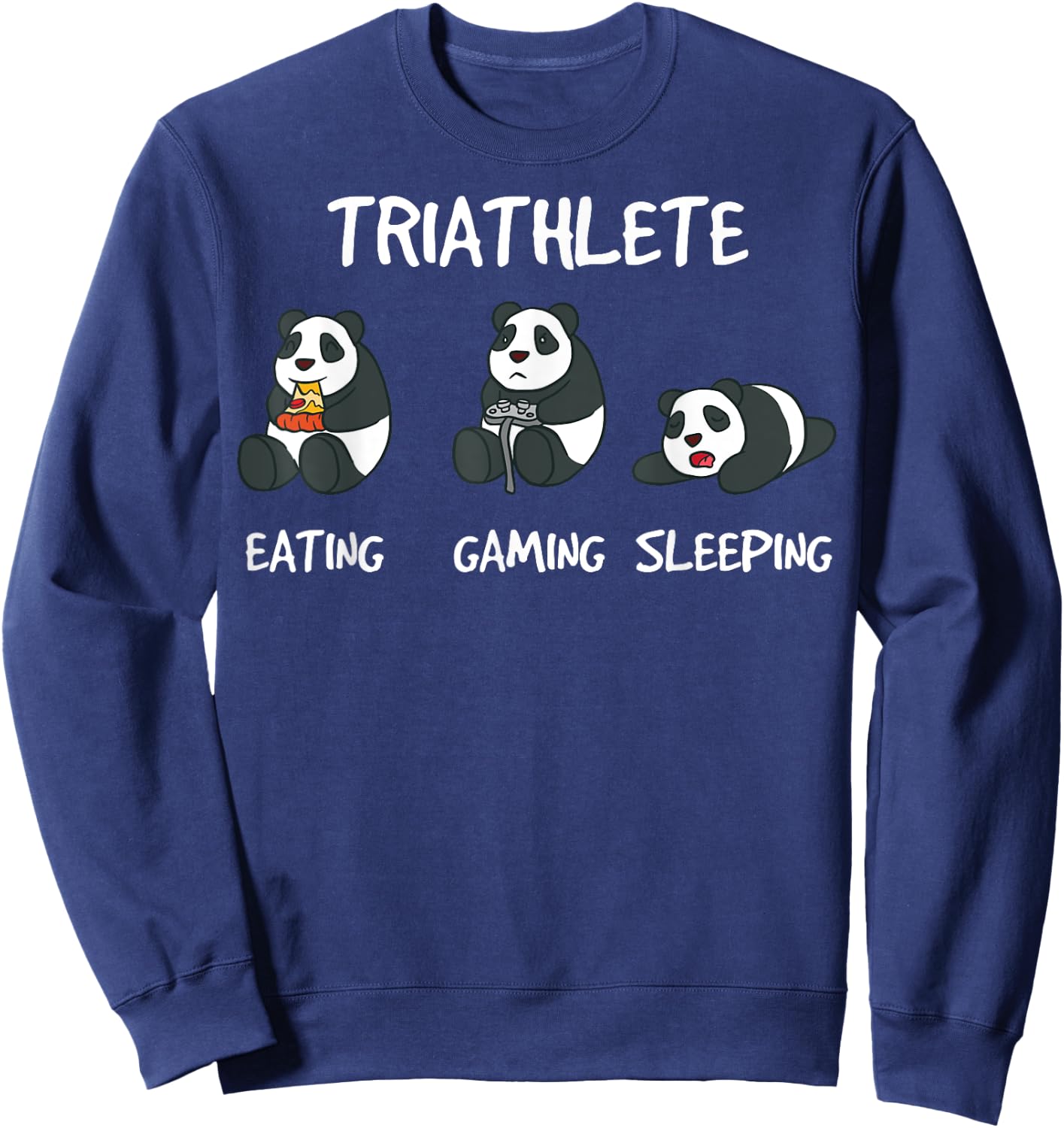 Gamer Triathlete Funny Gaming Panda Bear Playing Video Game Sweatshirt - Sweatshirt | Navy
