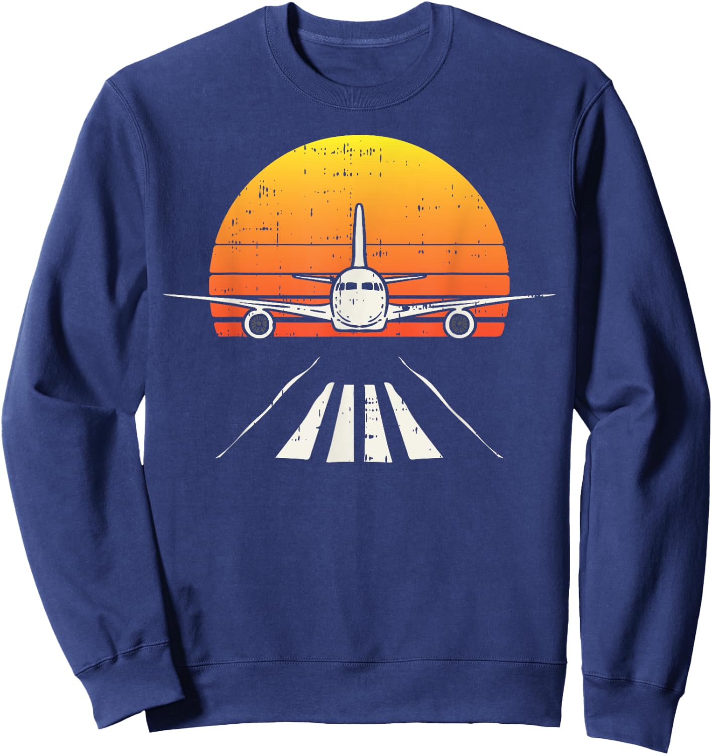 Landing Airplane Retro Aeroplane Pilot Aviation Lover Gift Sweatshirt - Sweatshirt | Navy