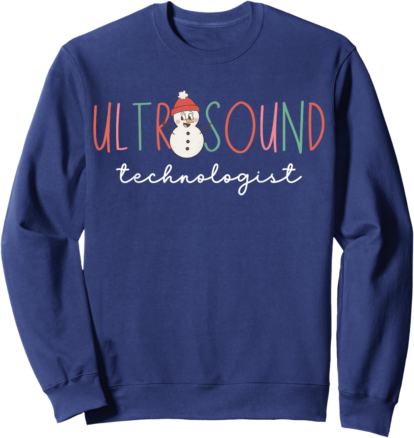 Ultrasound Technologist Snowman Sonographer Christmas Sweatshirt - Sweatshirt | Navy
