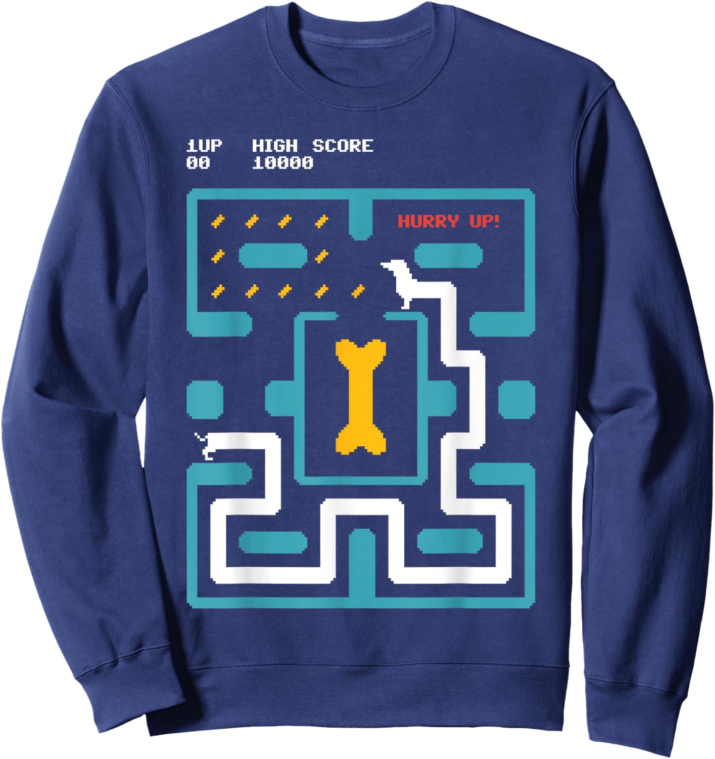 8 Bit Pixel Arcade Gaming Dachshund Dog 80s Retro Gamer Men Women Girls Kids Sweatshirt - Sweatshirt | Navy